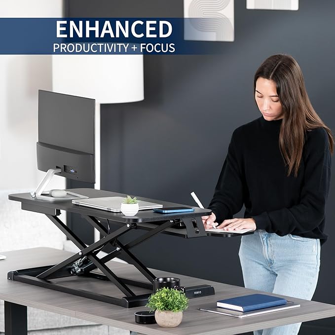 VIVO Standing Desk Converter with Equipment