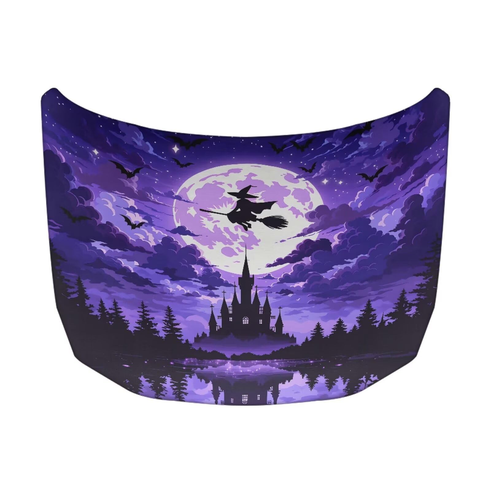 Car Hood Cover Protector Witch Castle Halloween Print Waterproof Car Hood Wrap Blanket Auto Flag Automotive Halloween Exterior Accessories for Sedans SUVs Pickups Trucks Jeeps