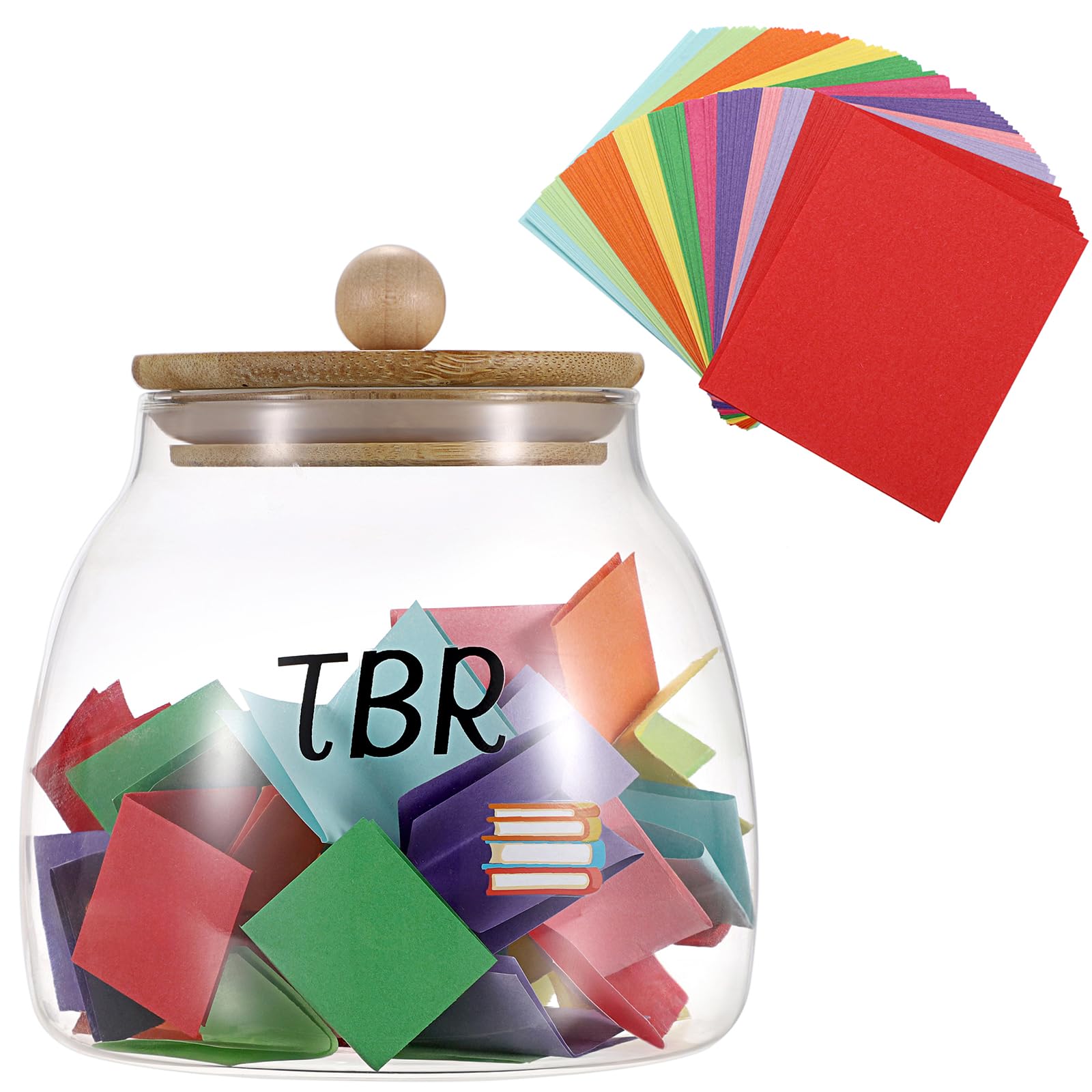 JUXYES Bocal TBR en verre haut de gamme pour amateurs de livres
