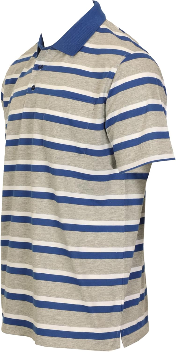 Gioberti Mens Multiple Stripe Polo Shirt with Pocket - Image 5