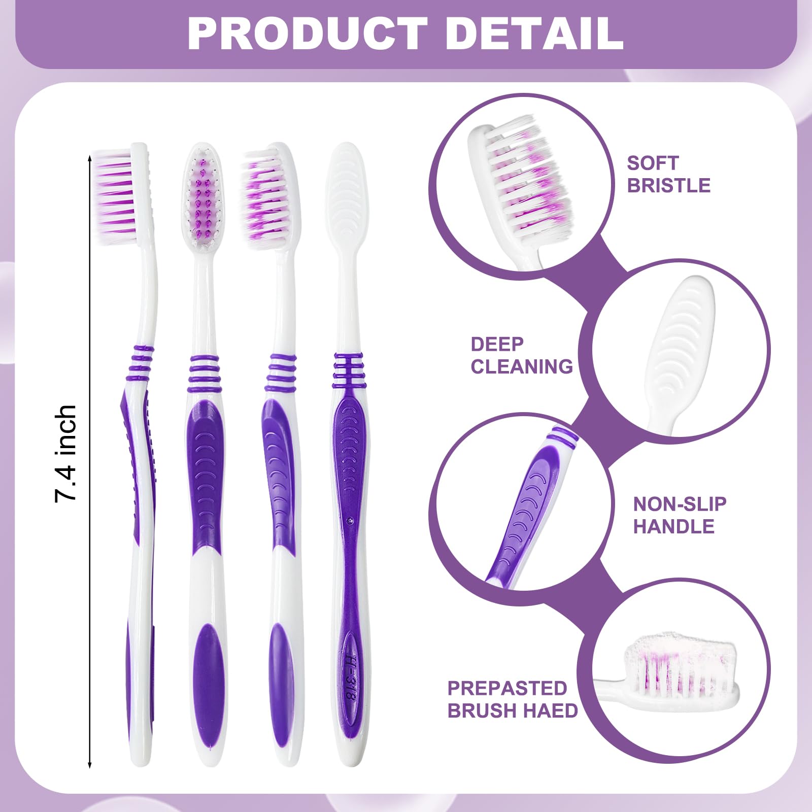 100 cepillos de dientes desechables prepegados, envueltos individualmente, cepillos de dientes prepegados, cerdas suaves, cepillo de dientes de viaje, envuelto de un solo uso para hotel, camping,