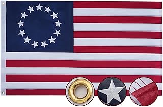 Betsy Ross Flag 3x5 Ft Embroidered 13 Star American Flags for Outside, Heavy Duty Sewn Stripes 13 Colonies Flag for 250th Anniversary 4th of July Outdoor Use