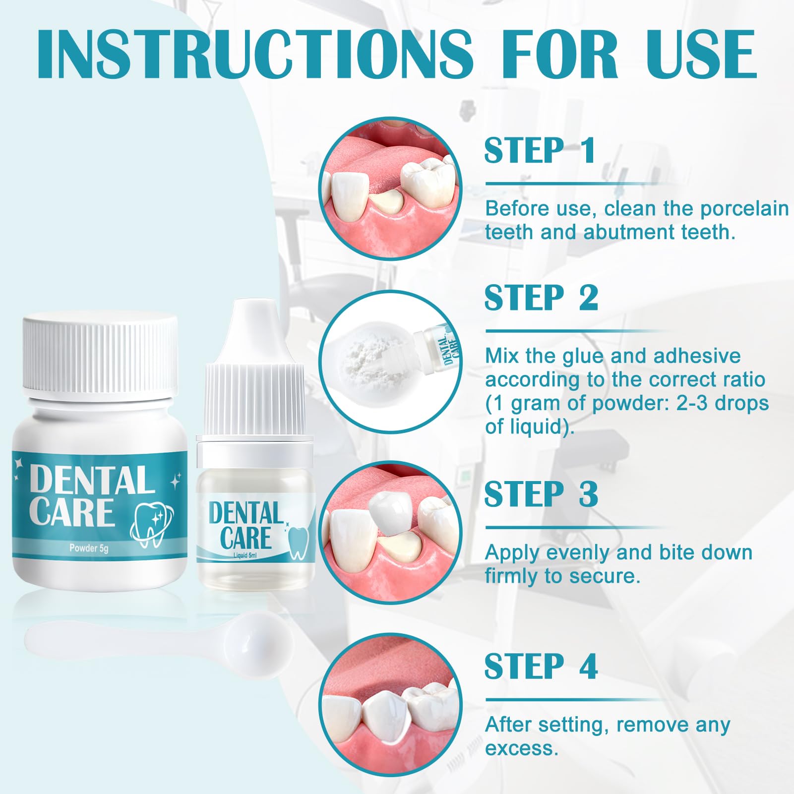 Cemento Dental Composite para Corona y Puente Rellenar Caries