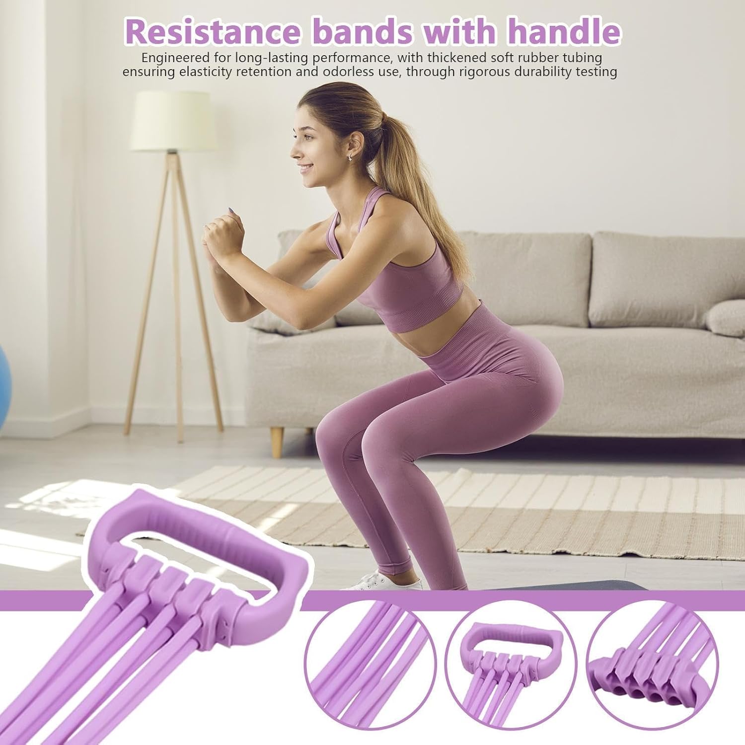 Exercise Bands, Professional Yoga, 24.41x4.53 Inches Non Slip Adjustable Stretching Equipment, Lightweight Material, Portable Gym Aessories for Home, Pilates, Workouts