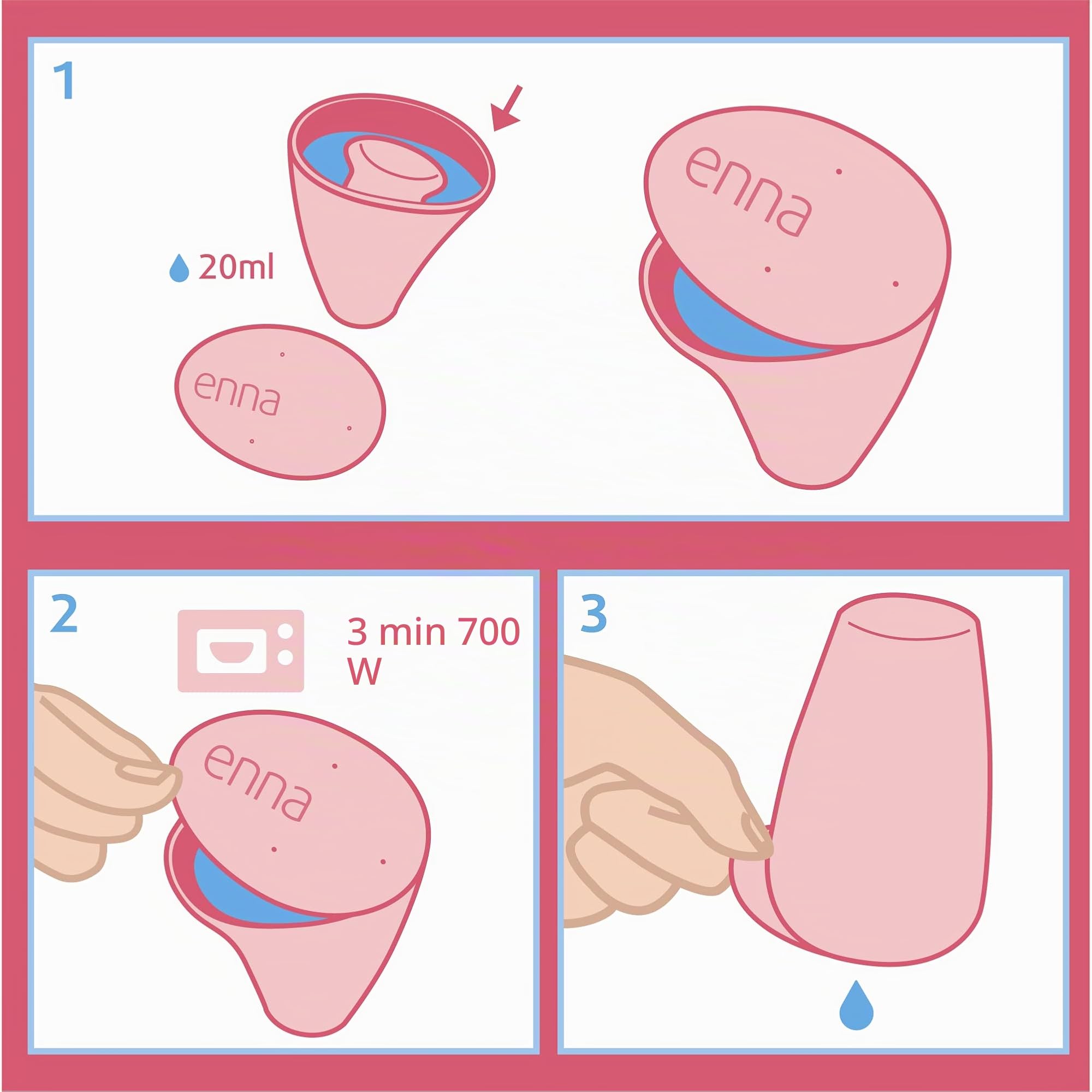 enna cycle original - 2 Copas Menstruales Y Caja Esterilizadora, TALLA S