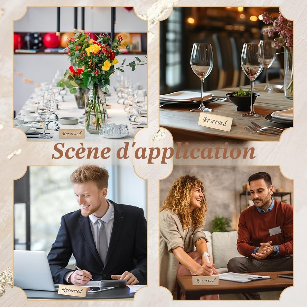 UNICRAFTALE Lot de 5 panneaux de table réservés en acier inoxydable doré pour restaurant, table réservée double face pour entreprise, bureau, mariage, événements