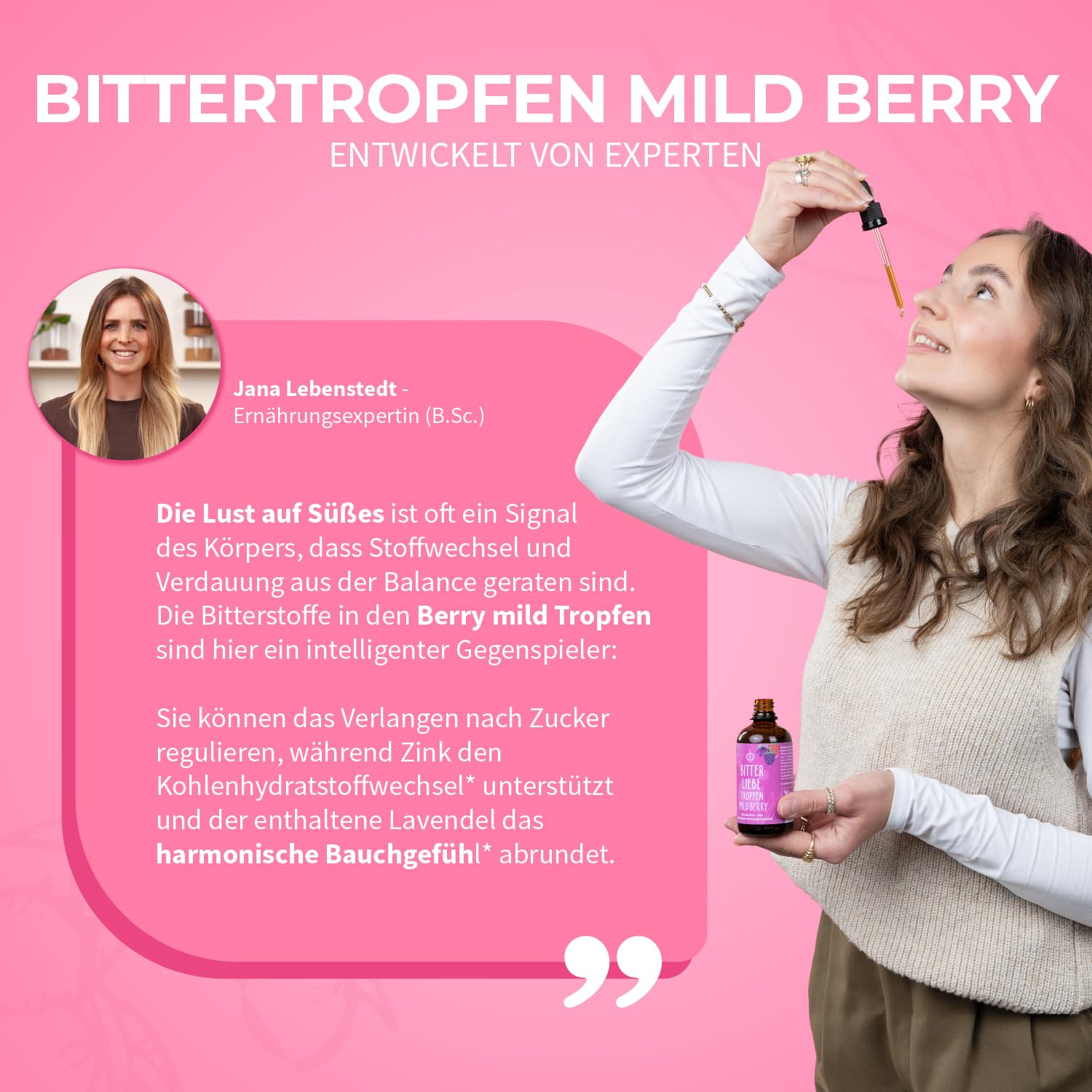 BitterLiebe - Bittertropfen Mild Berry - alkoholfreie Bitterstoffe Tropfen mit Fruchtgeschmack - Artischocke & Löwenzahn für die Verdauung* - gegen Süßhunger - Vegan & Made in Germany