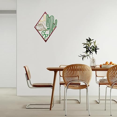 Miniatura 3 de Ecqizer Decoración de pared de metal con diseño de cactus del suroeste, decoración de pared de metal con temática natural, decoración moderna de