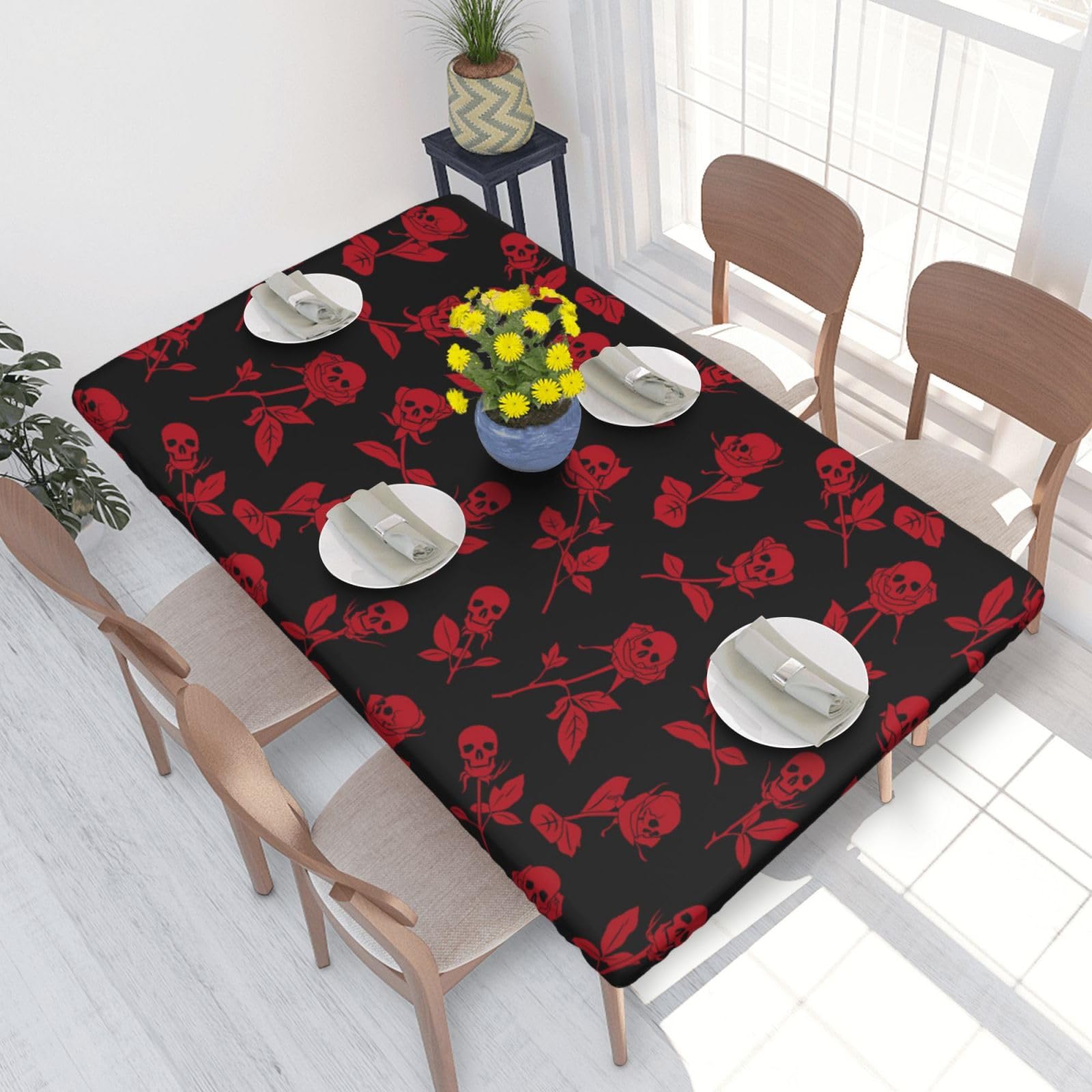 WKSGDSG Fitted Tablecloth For Dining Room 4ft, Elastic Edged Table Cover