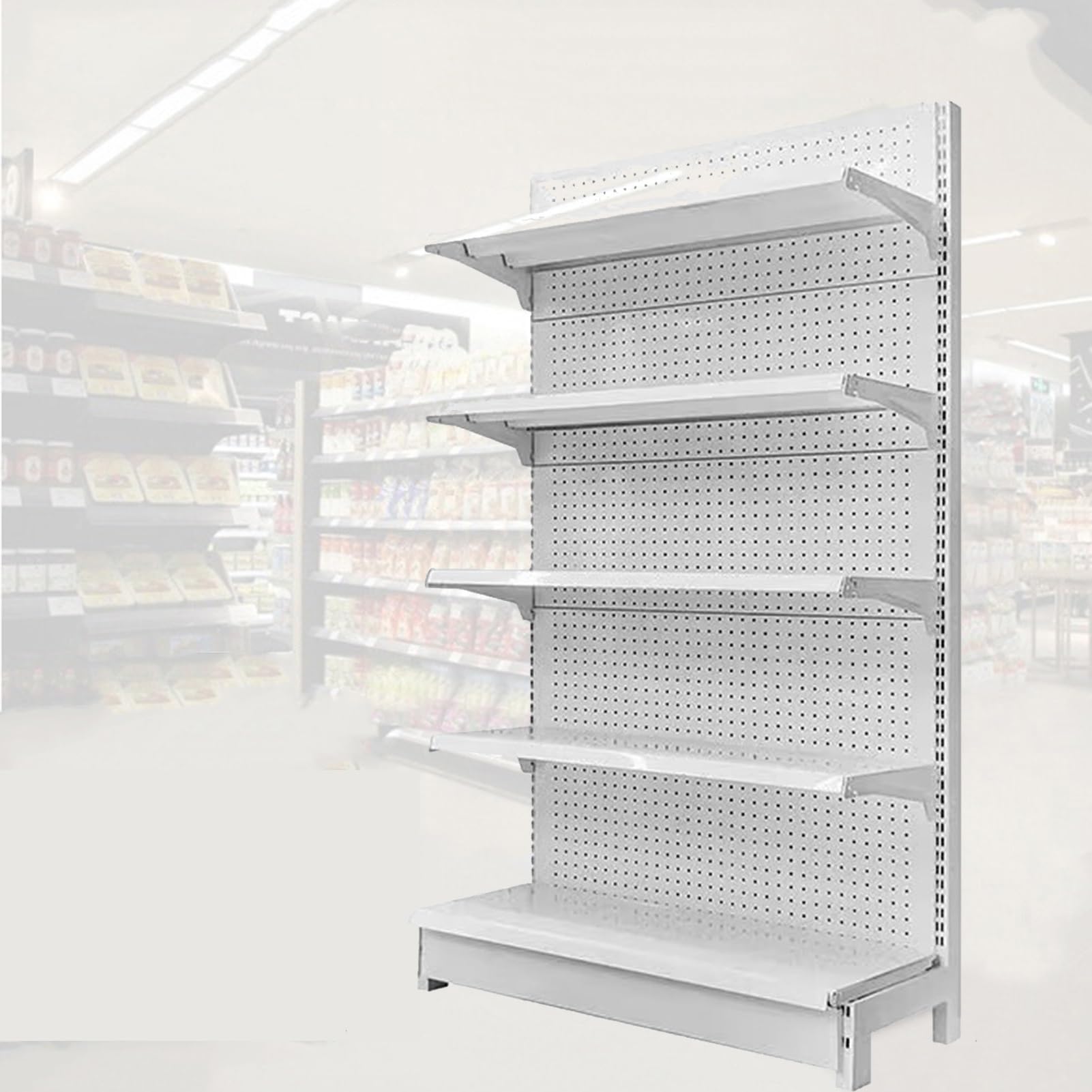 Estantería de pared para comercios, estantes industriales para comestibles