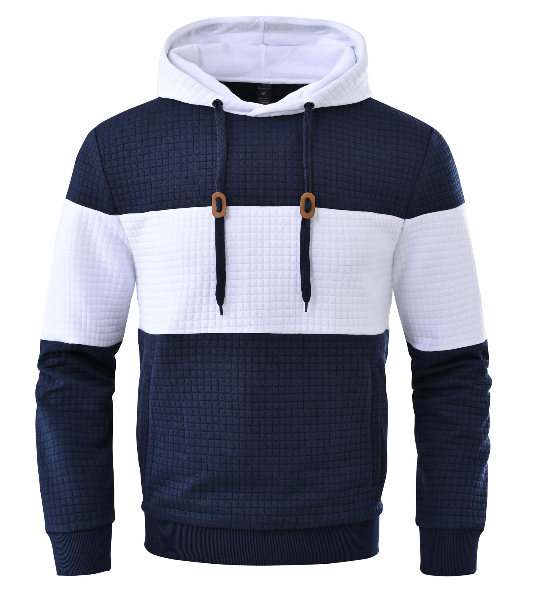 Huayuzh Hoodie Herren Oversize Kapuzenpullover für Herren Langarm Freizeit Jacquard Farbblock Sweatshirt mit Zip Taschen