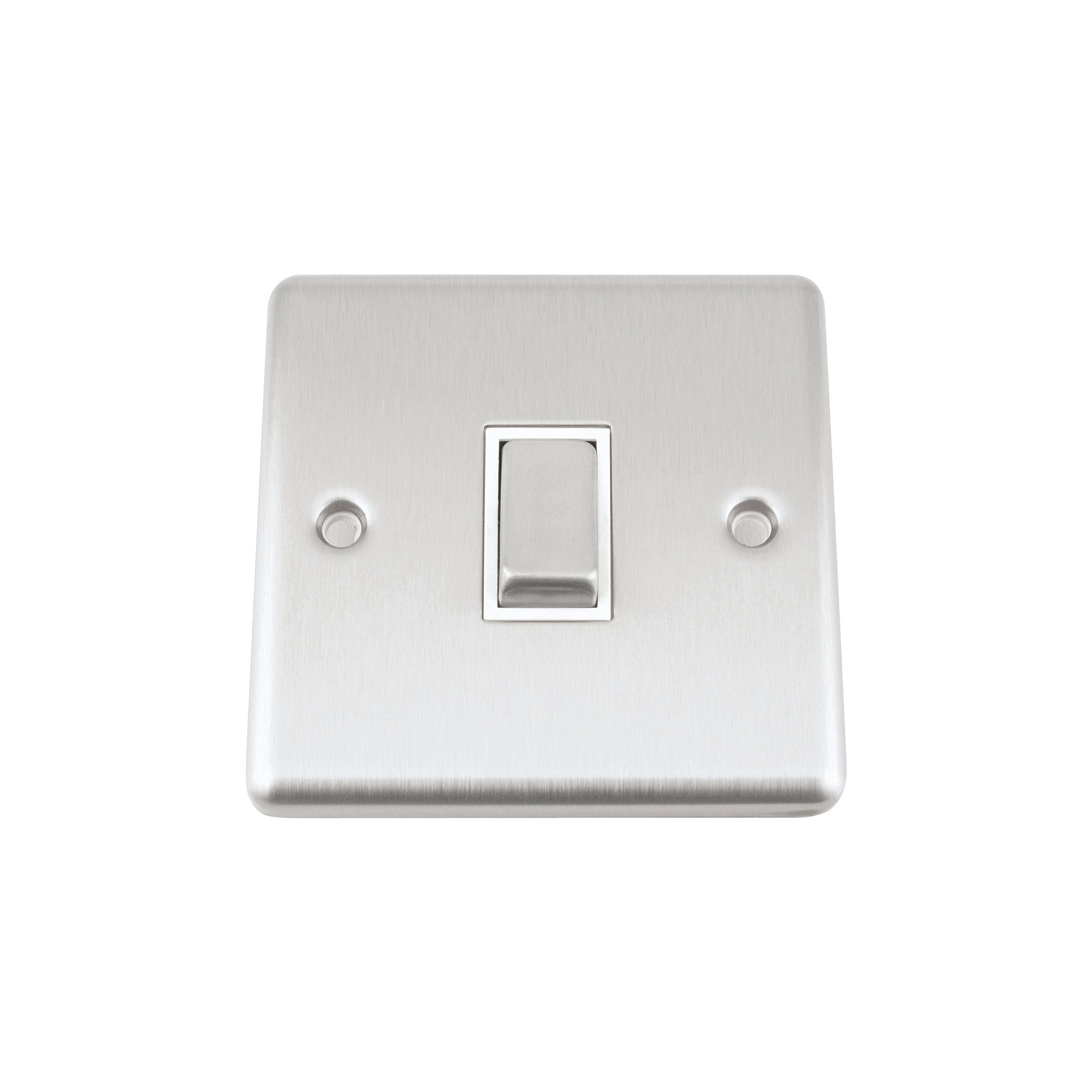 A5 Intermediate Switch 1 Gang - Satin Matt Chrome - Classic - White Insert Metal Switch - 10 Amp Single 1 Gang