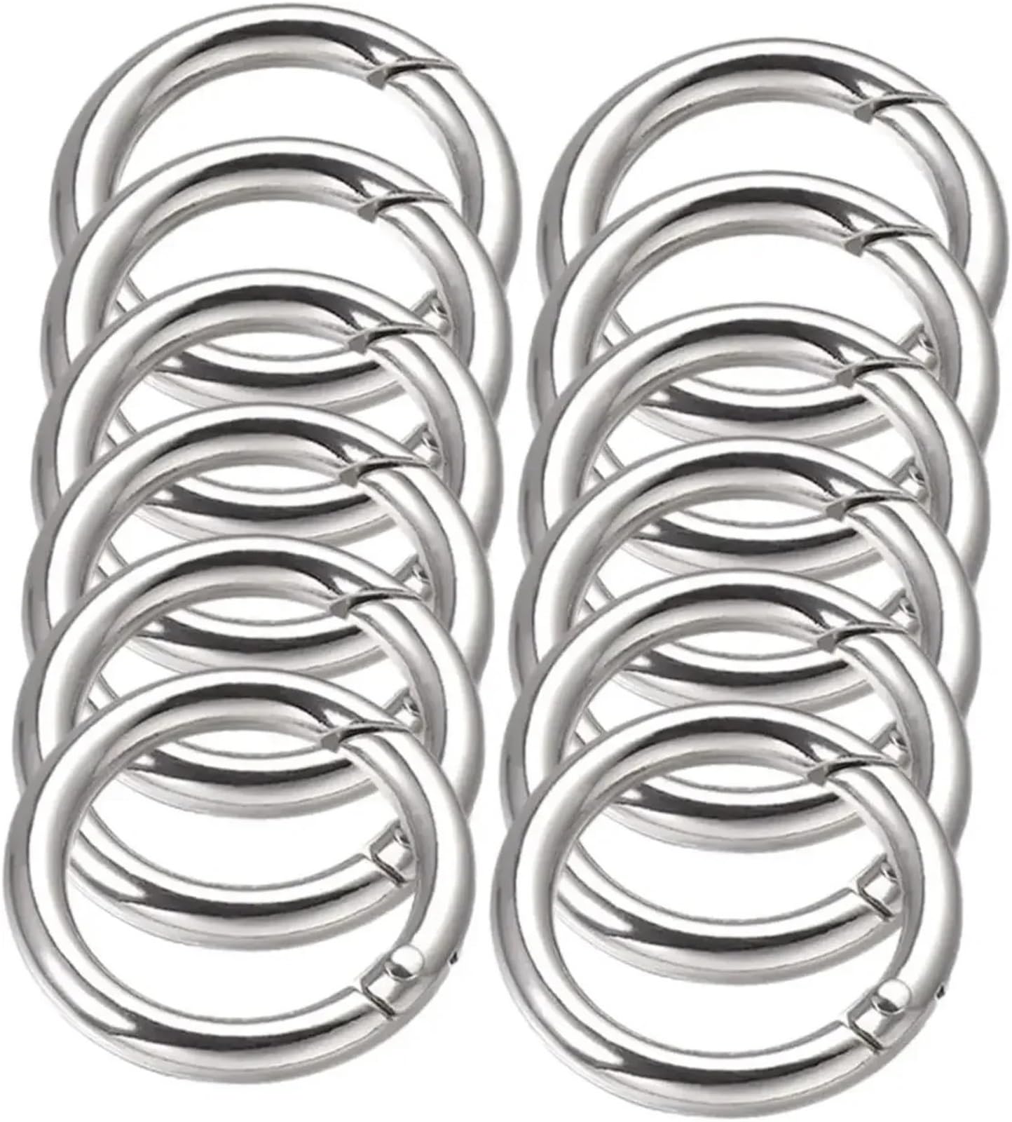 25pcs Metal O Ring Spring Clasps for DIY Jewelry Openable Round Carabiner Keychain Bag Clips Hook Dog Chain Buckles Connector for Keyrings,Wallets(Silver,26mm)