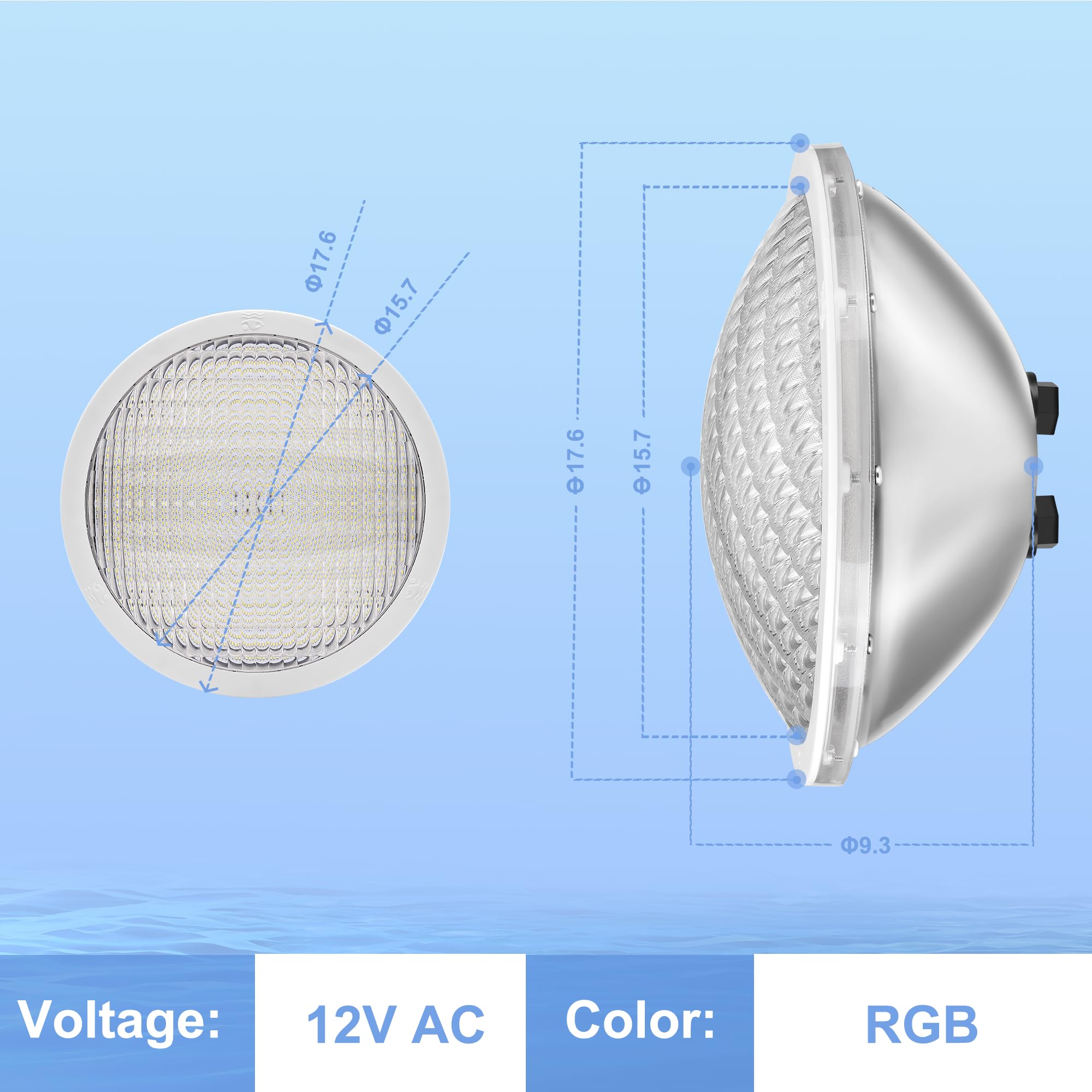 PAR56 LED Poolbeleuchtung, 30W Unterwasserscheinwerfer RGB Dimmbar Farbwechsel 1200lm, 12V AC Edelstahl 316 Poollampen mit Fernbedienung, 2/4/6H Timer, für Fertig und Betonbecken, 2er-Pack