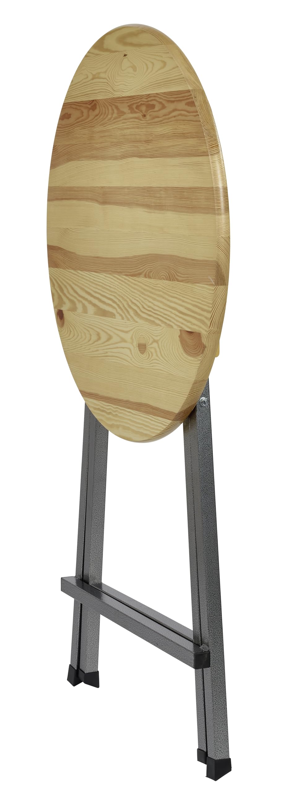 METRO Professional Outdoor Stehtisch, Kiefernholz/Stahl, Ø 78 x 110 cm, Wetterbeständig, Klappbar, Rund, Braun