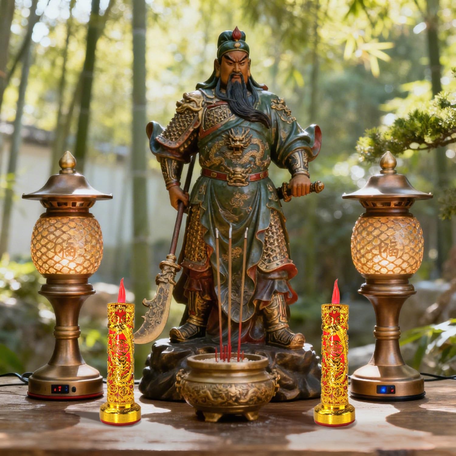 BOROLA 2pcs Chinese Buddhist Flameless LED Candle Lamp - Traditional Red Lantern Design, Retro Light for Meditation, Altar & Feng Shui Décor