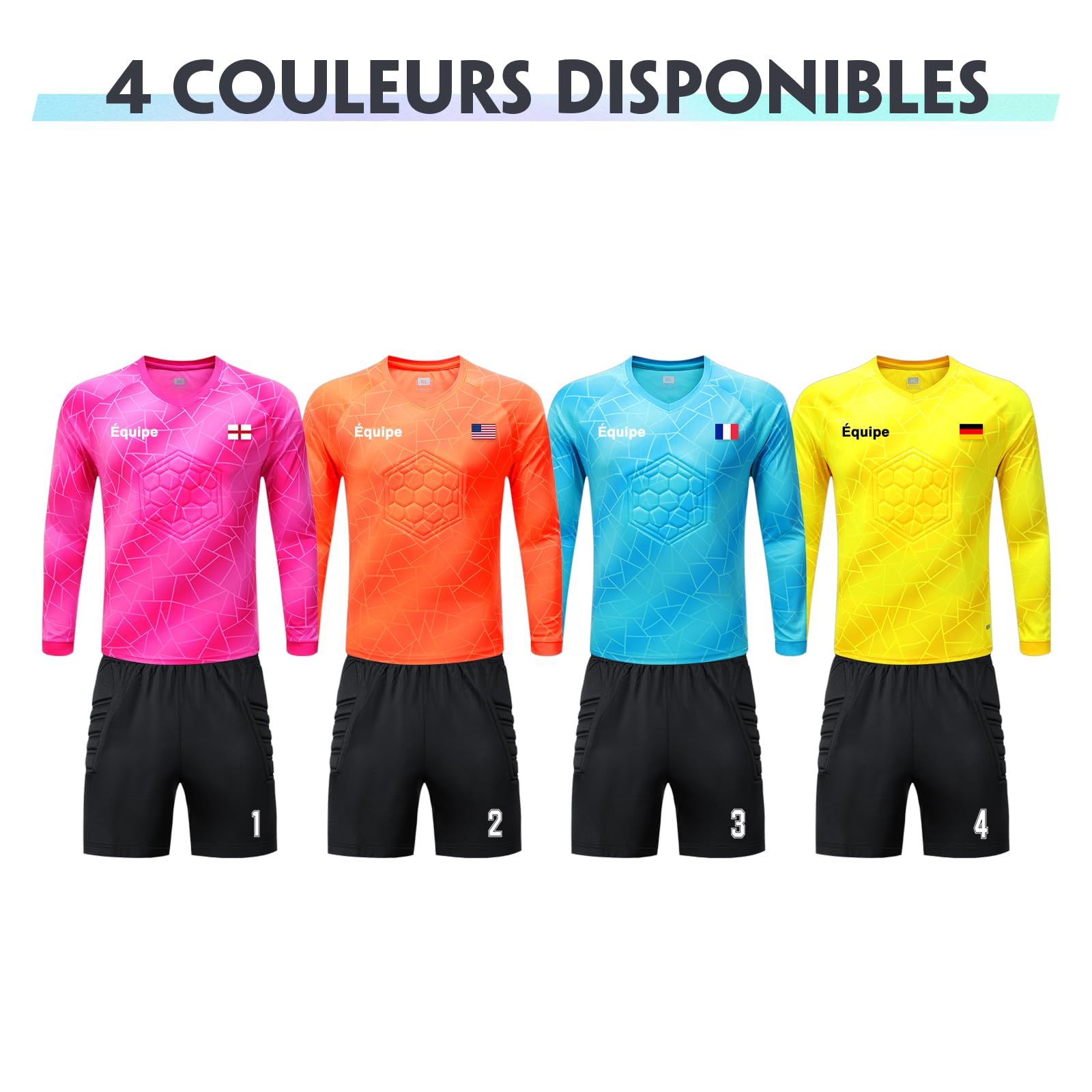 Personnalisé Maillot Gardien de But Football Junior Enfant avec Nom Numéro Équipe
