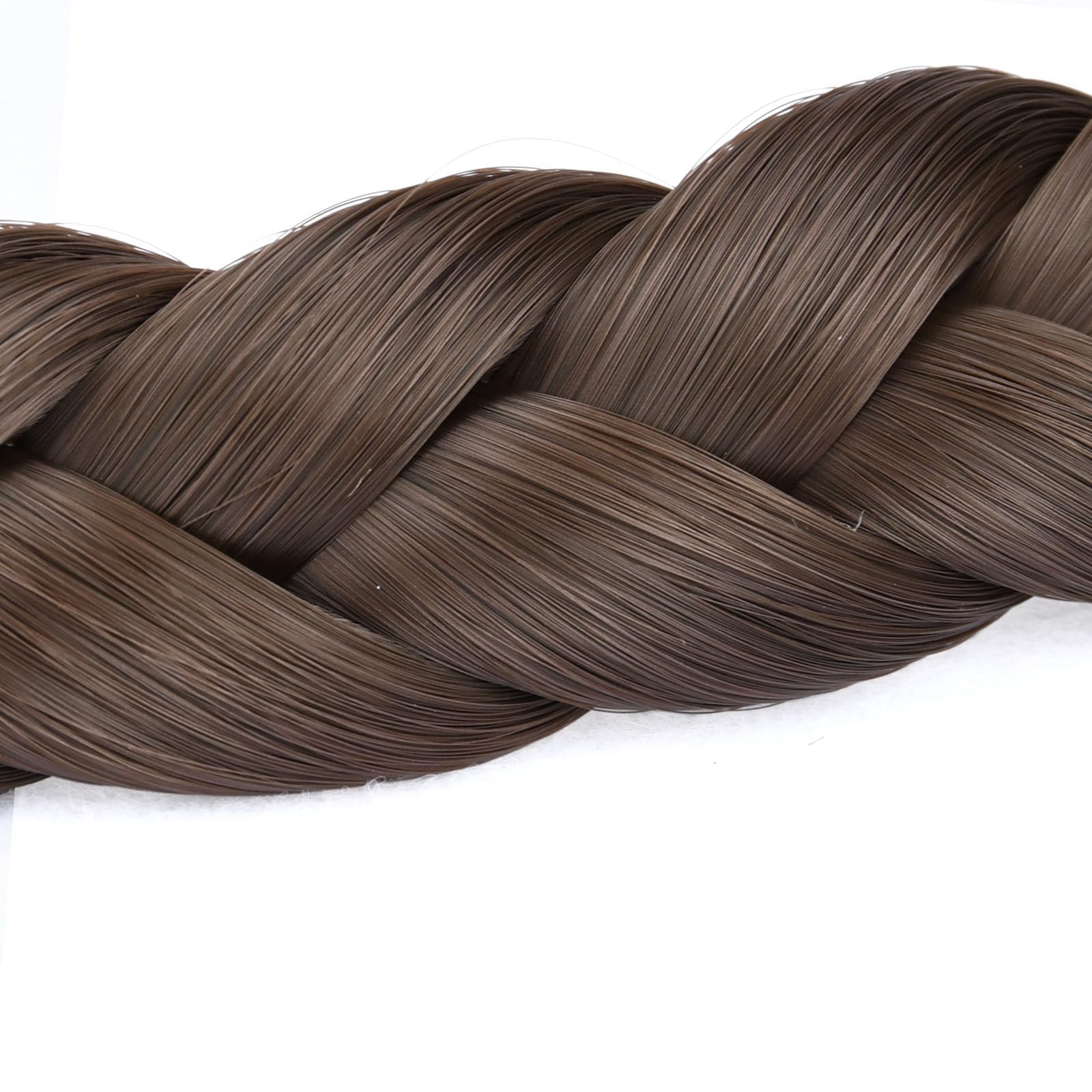 BOBIYA 3 Strand Synthetic Hair Braided Headband Classic Chunky Wide Plaited Braids Elastic Stretch Hairpiece for Women Girl Beauty Accessory (Dark Medium Brown) - Image 3