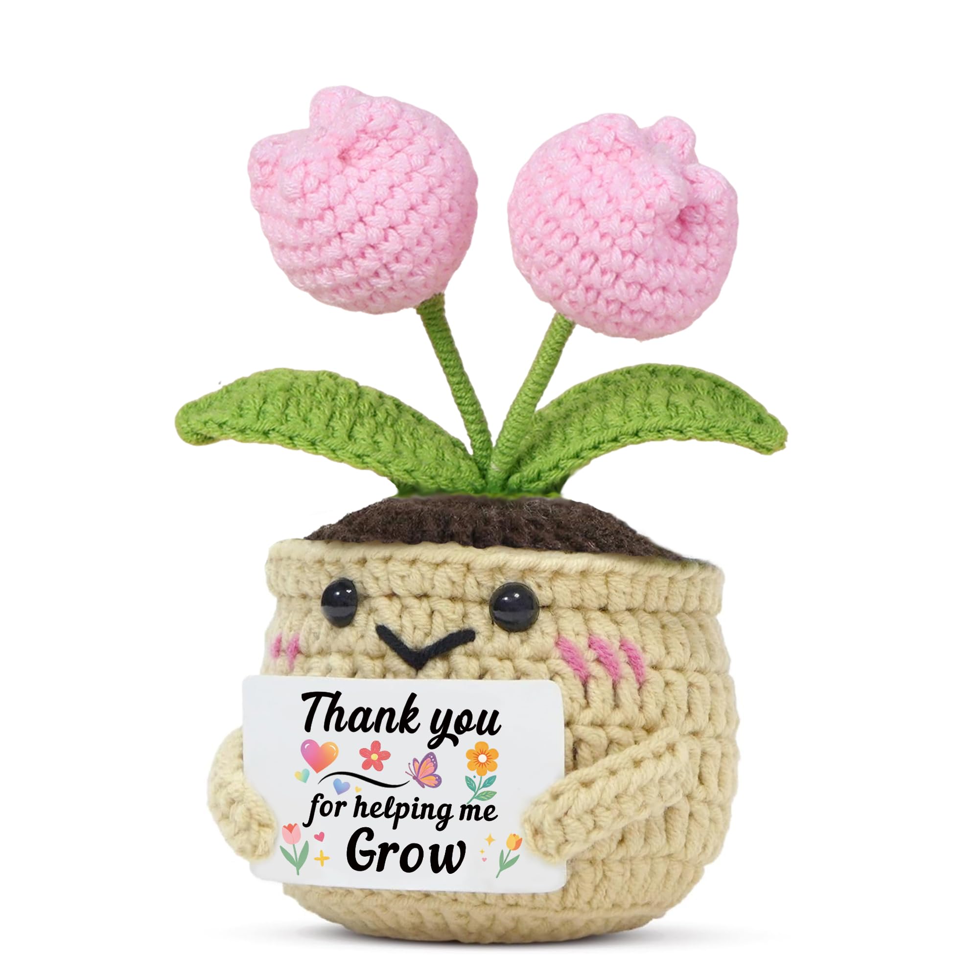 QMVMV Teacher Appreciation Gifts for Women - Thank You Tulip Crochet Flower Teacher’s Day Retirement Graduation Gift for Teachers Boss Lady Coworker Supervisor Emotional Inspirational Support