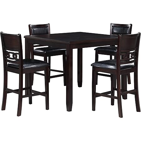 Amazon Com New Classic Furniture Gia 5 Piece Dining Table With Four Chairs 42 Counter Set Ebony Furniture Decor
