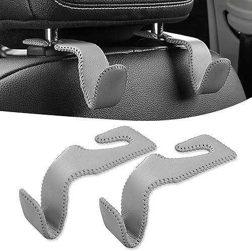neynavy 2 ganchos para reposacabezas de automóvil, ganchos de cuero para asiento trasero de vehículo, accesorios interiores para bolsos, abrigos,