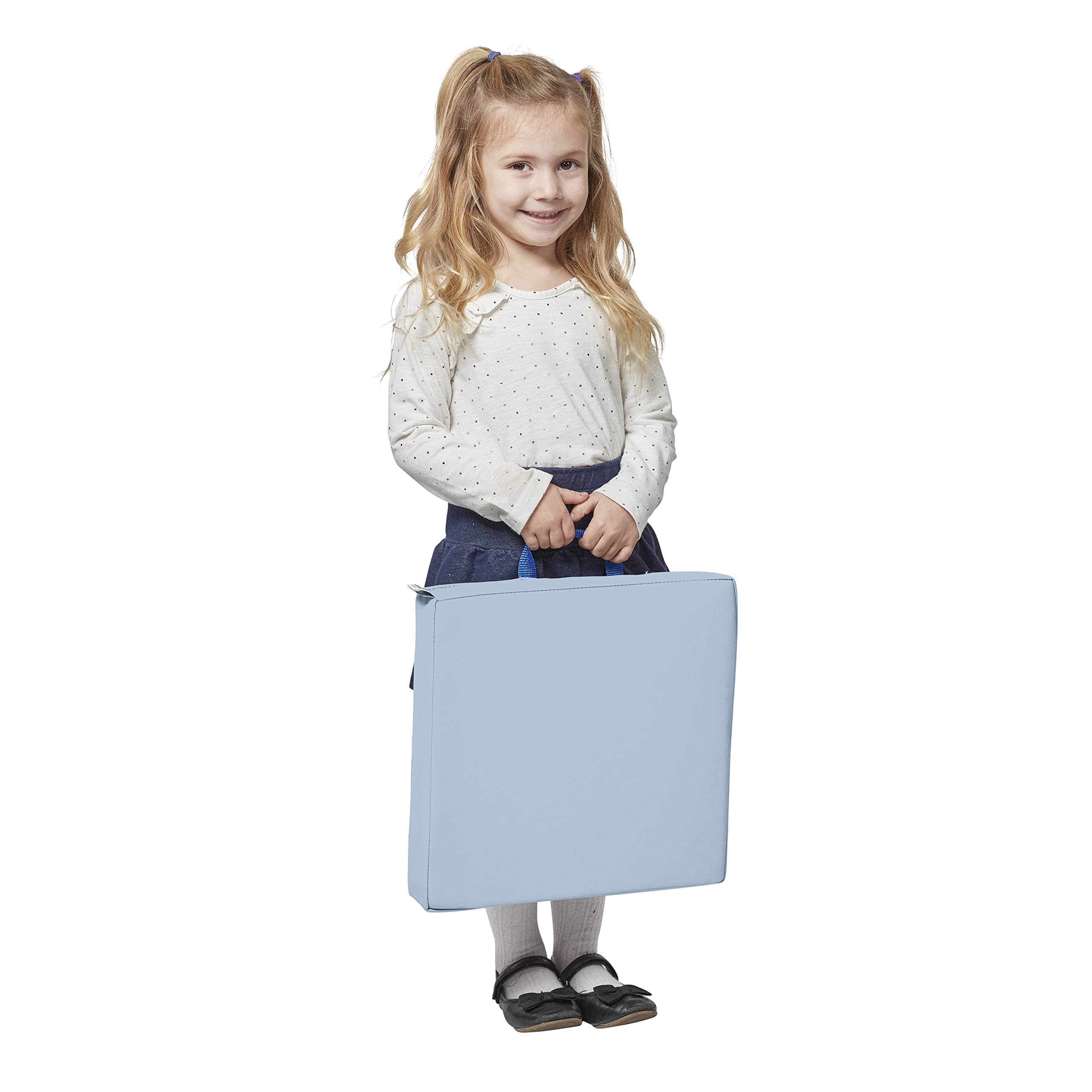 ECR4Kids SoftZone Floor Cushions, Square, Flexible Seating, Powder Blue, 6-Piece