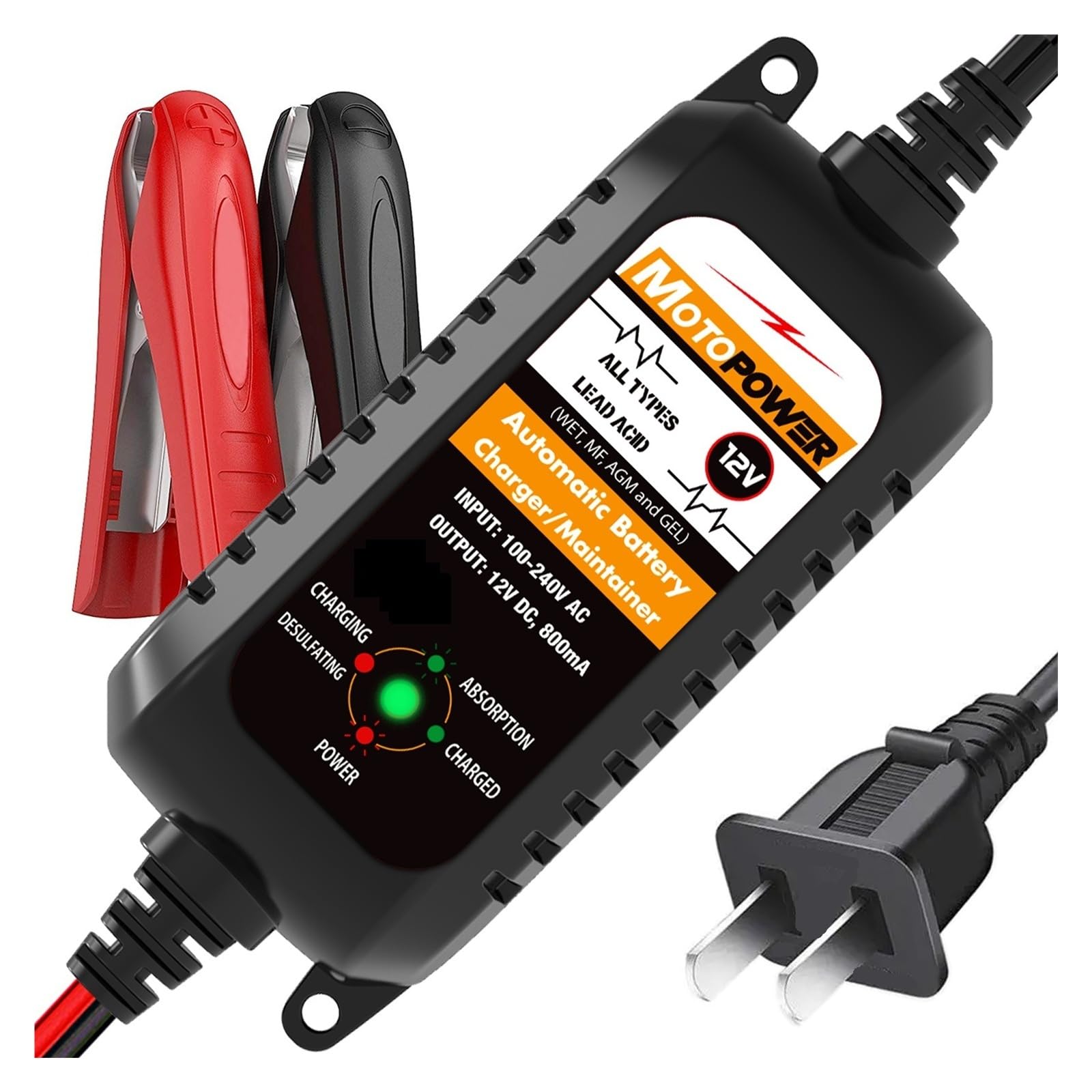 Ładowarka Baterii, 12 V 800 mA Automatyczna ładowarka do akumulatorów samochodowych i motocyklowych Smart Car