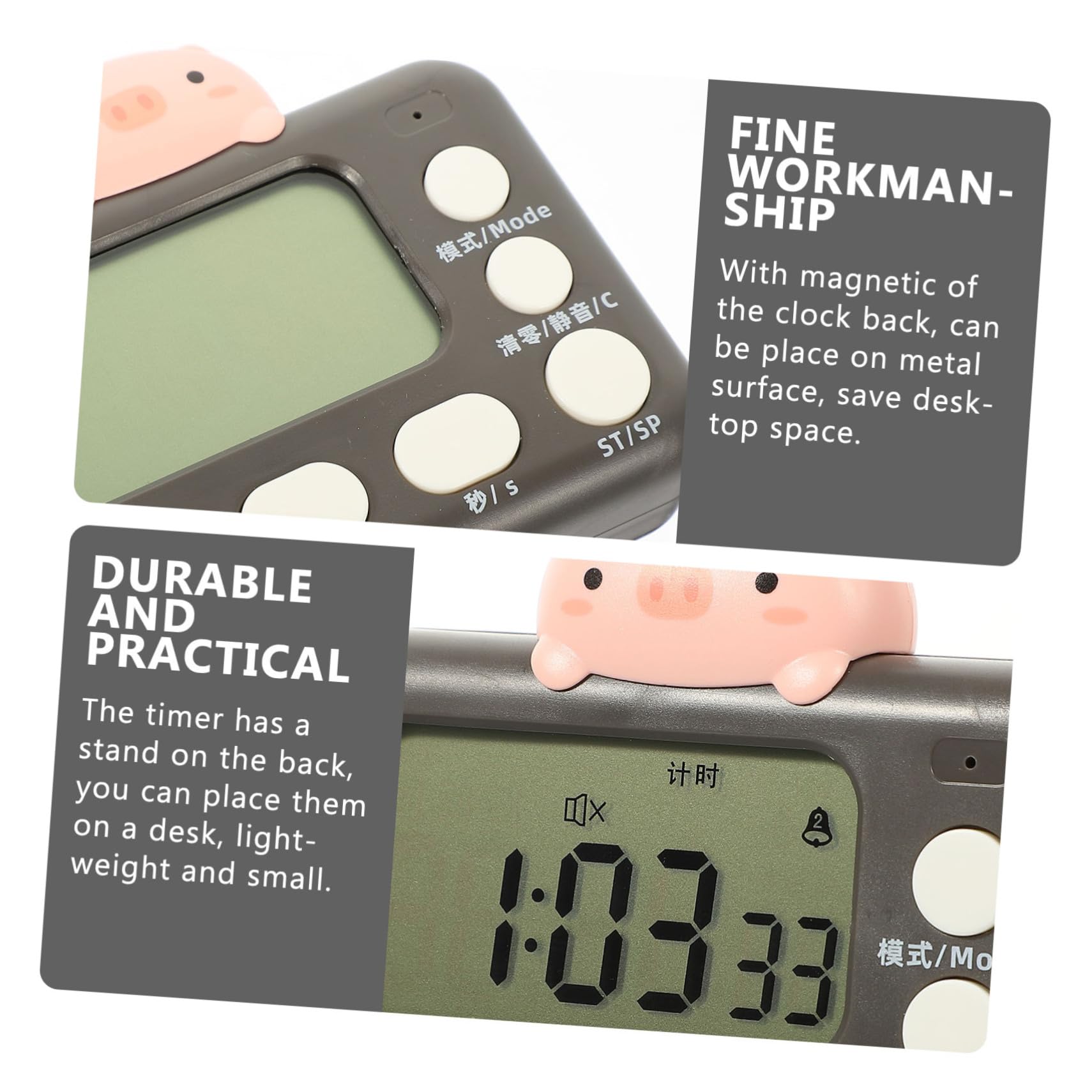 Amosfun 3St Wecker Countdown Uhr fitnesuhren Uhr für Kinder kinderuhren Tischuhr Ziffern-Zeitschaltuhr magnetischer Timer Backtimer für die Küche digitaler Koch-Küchentimer Plastik Black