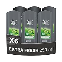Dove, Doccia Dove Men+Care Extra Fresh, Docciaschiuma Uomo 3 in 1 Idratante Corpo, Viso e Capelli, con Tecnologia MicroMoisture, Dona 24 Ore di Idratazione, 6 Pezzi da 250 ml
