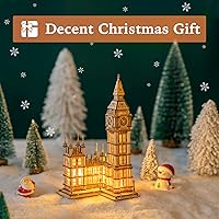 Vista 2 de ROBOTIME Rompecabezas 3D para adultos, kits de manualidades de madera para adolescentes, kit de modelo de construcción con luz LED para construir