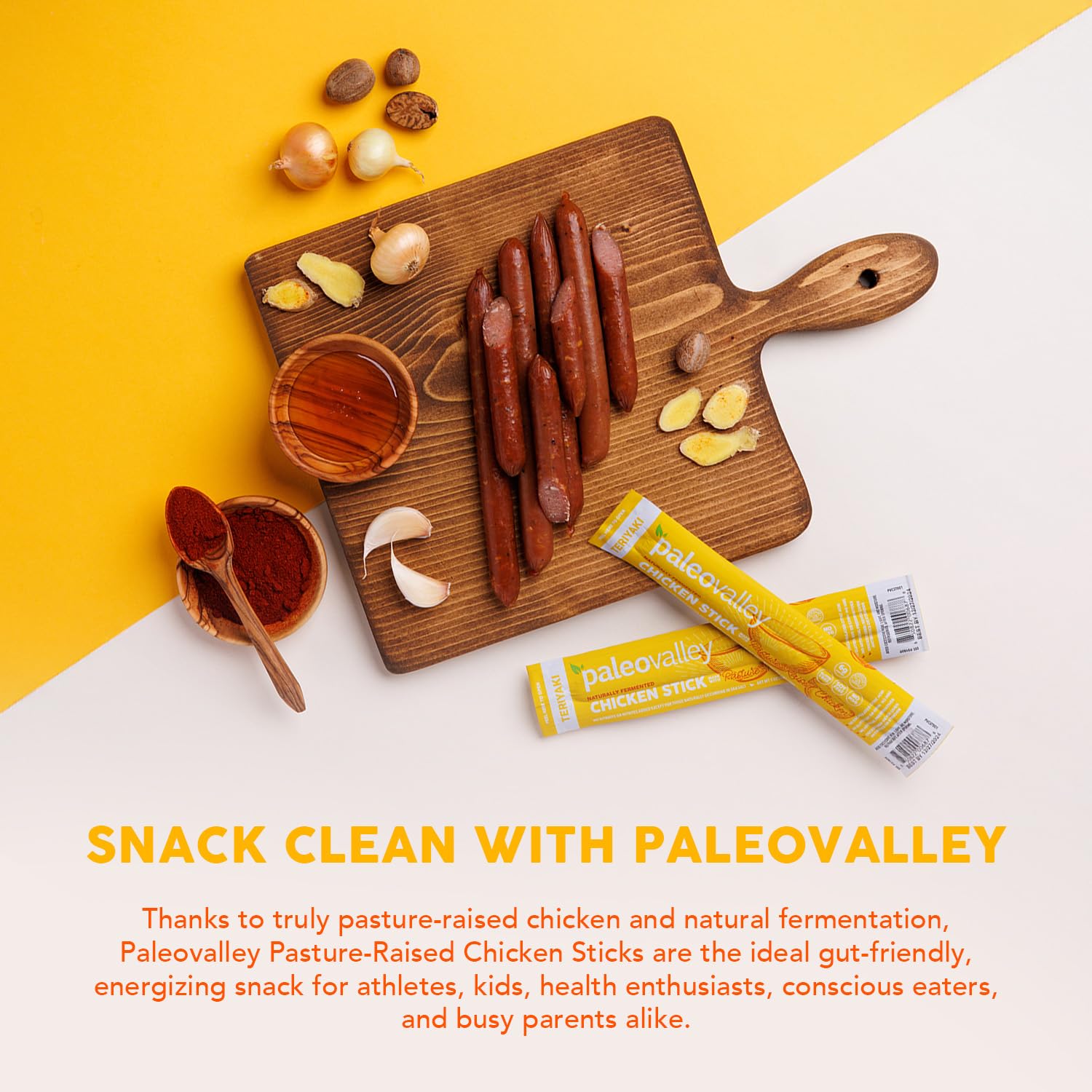 Paleovalley 100% Grass Fed Beef Sticks & Pasture-Raised Chicken Sticks – 20 Sticks - High Protein Keto Snack – Paleo, Gluten-Free, Nitrate-Free