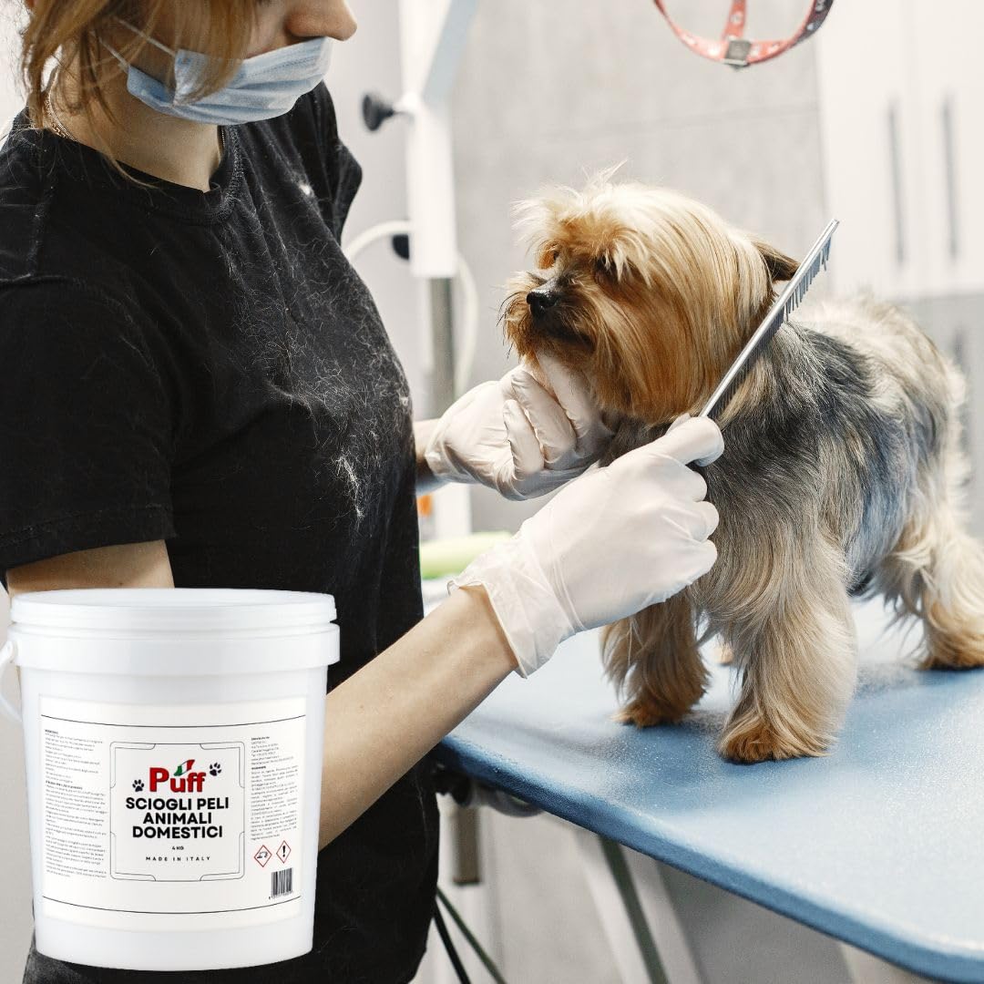 Puff Additivo Lavatrice Sciogli Peli Professionale per Animali 4kg per Grandi Quantità di Peli - Scioglie Peli di Cane, Gatto e Cavallo - Ecologico e Dermatologicamente Testato, Igienizza a 70°C