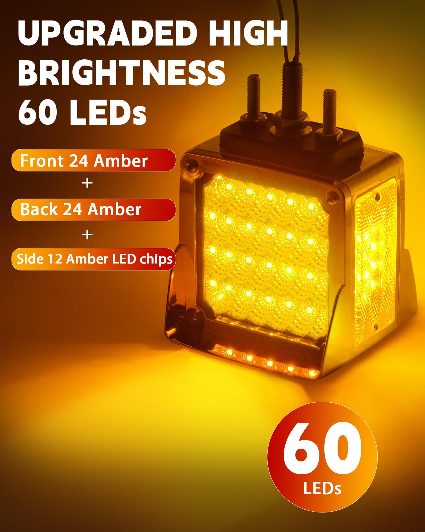 Combo Square DOT Amber LED Cab Marker Light Kit - Semi Truck Peterbilt ...