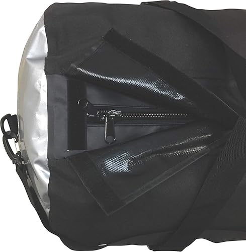 Miniatura 3 de Oversize 70L impermeable Dry Duffel Offshore Gear Motor Cycle Tail Bag Hi-Vis 25 Gauge vinilo plata paneles laterales soldados - Negro, Negro -