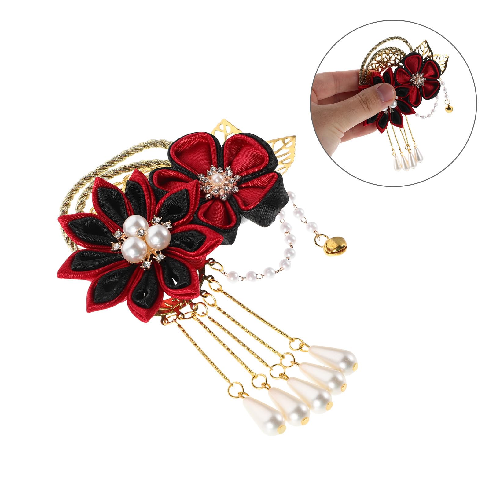SEWACC 4 Piezas Pinza Pelo Estilo Hanfu Diseño Floral Elegante, Material Cómodo de Metal y Tela, Accesorio Versátil para Vestuario Tradicional Asiático