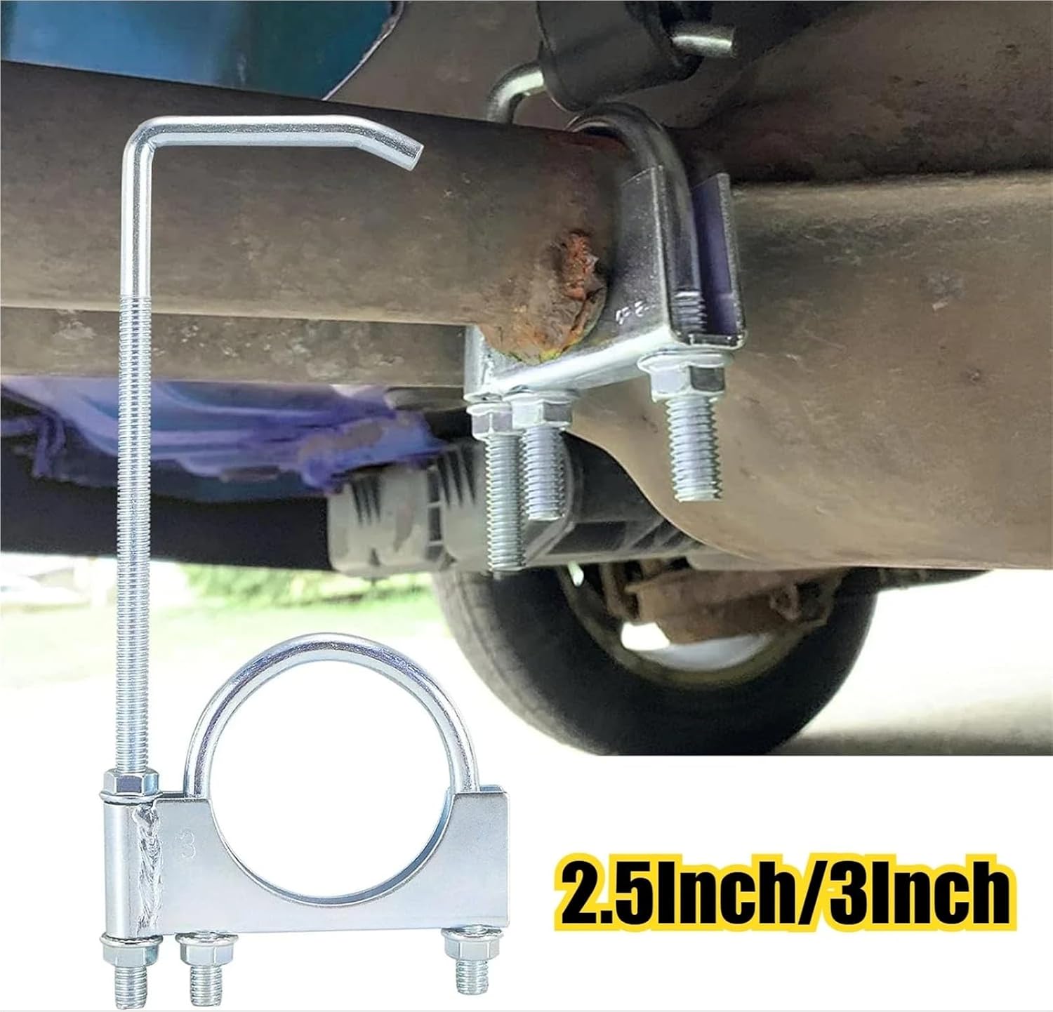 Compatible for 2.5" Exhaust Clamp with Hanger Muffler Mount Hook(2.5inch 2Pcs)