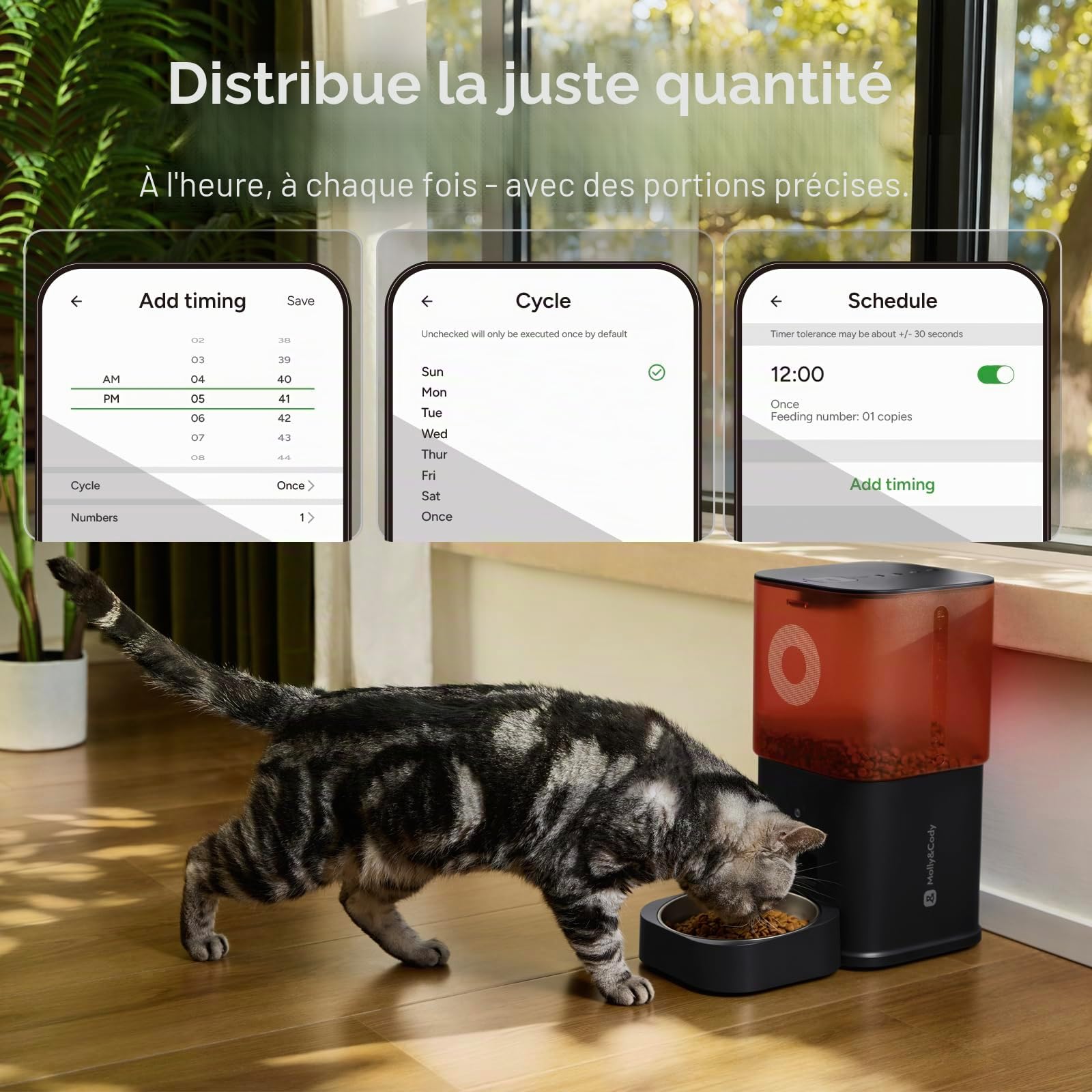 Distributeur Croquettes Chat Automatique avec Caméra, 6L, pour Chat et Petit Chien, Audio Bidirectionnel, Vision Nocturne, Contrôle Via App WiFi 2.4G, Bol en Acier Inoxydable (Blanc)