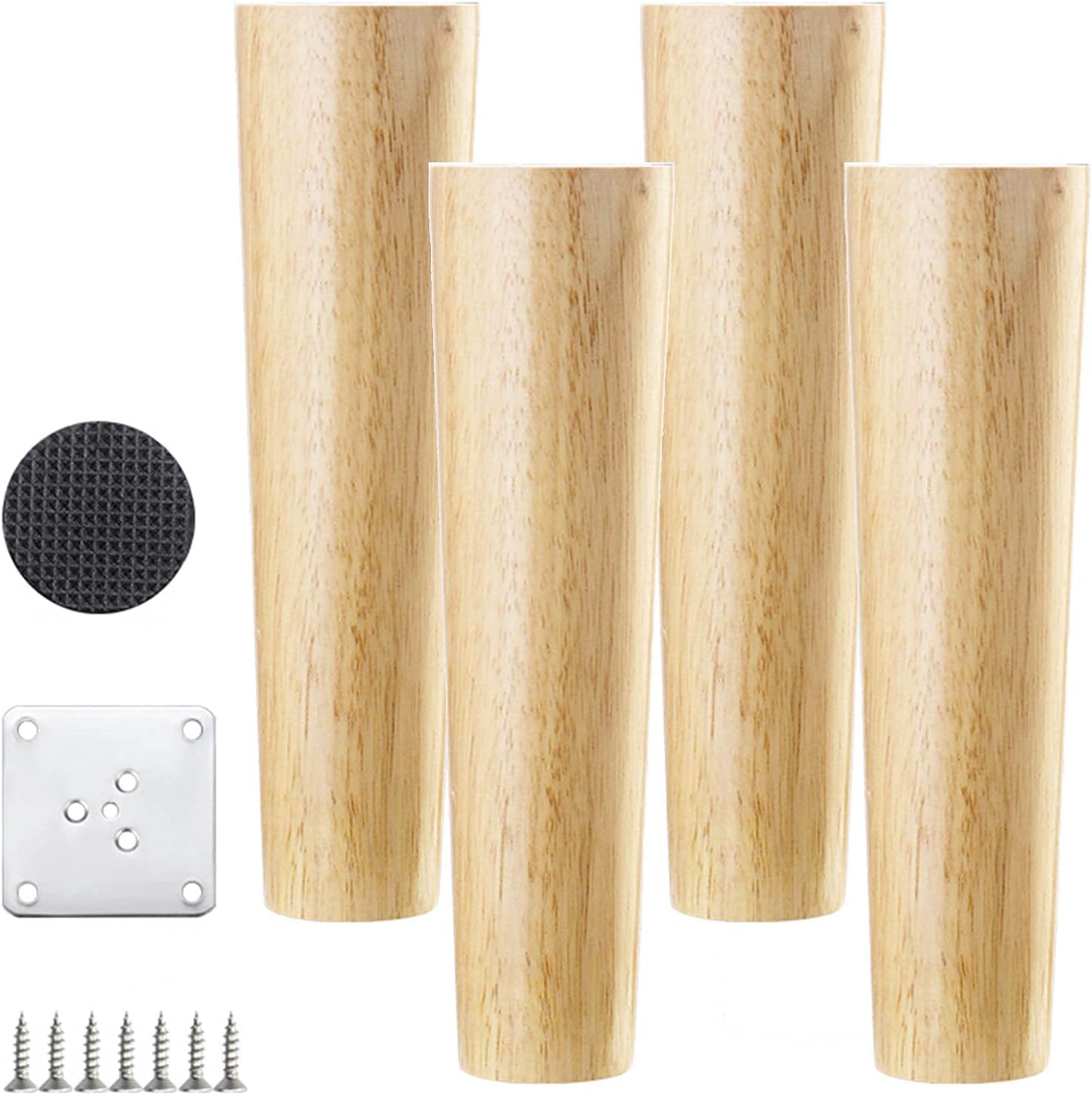 Furniture Leg Set, 4Pcs Wooden Furniture Legs Conical Wood