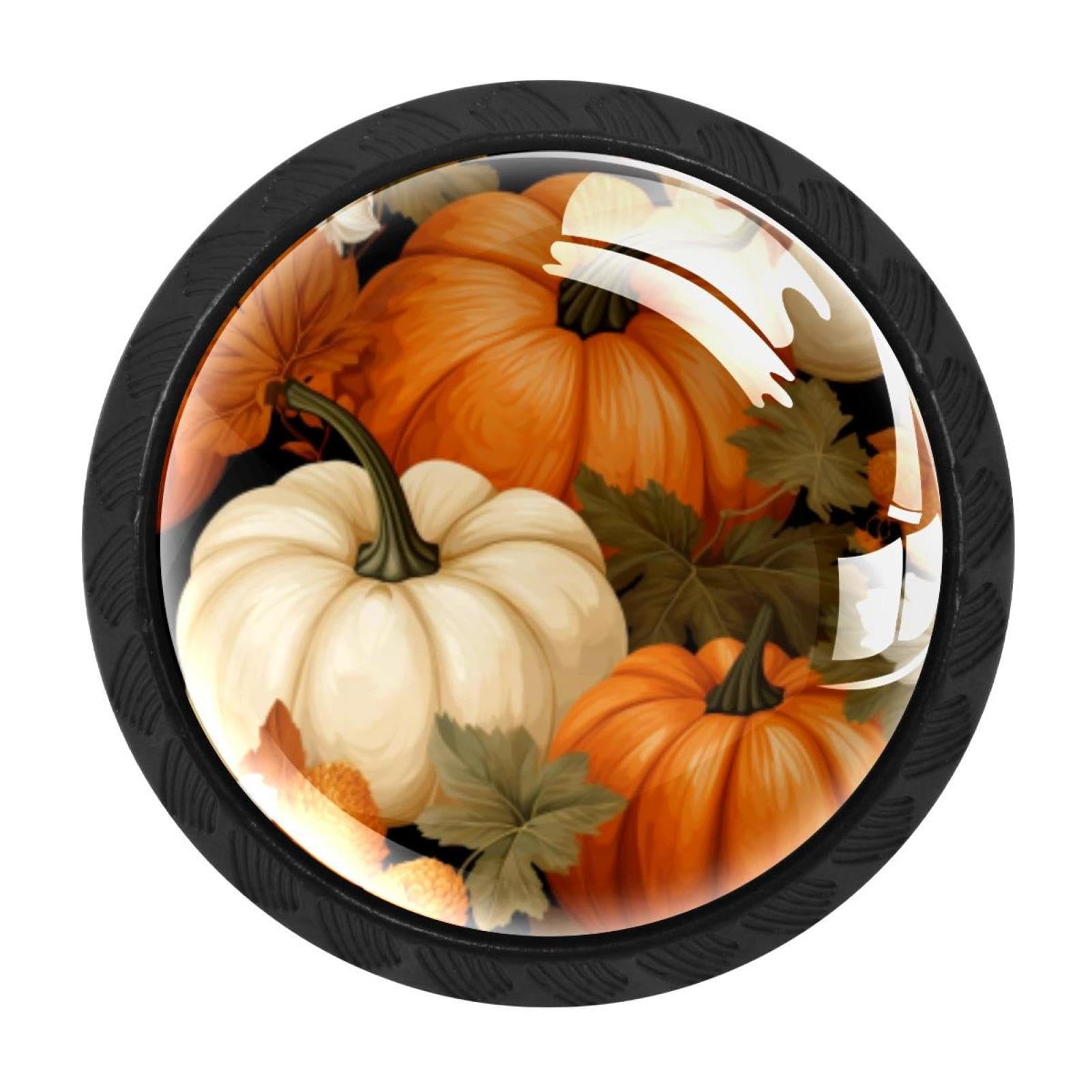 CHENZZZZ 4 Pack Round Cabinet Knobs for Kitchen Bathroom Closet Dresser Cabinets, Thanksgiving Pumpkin