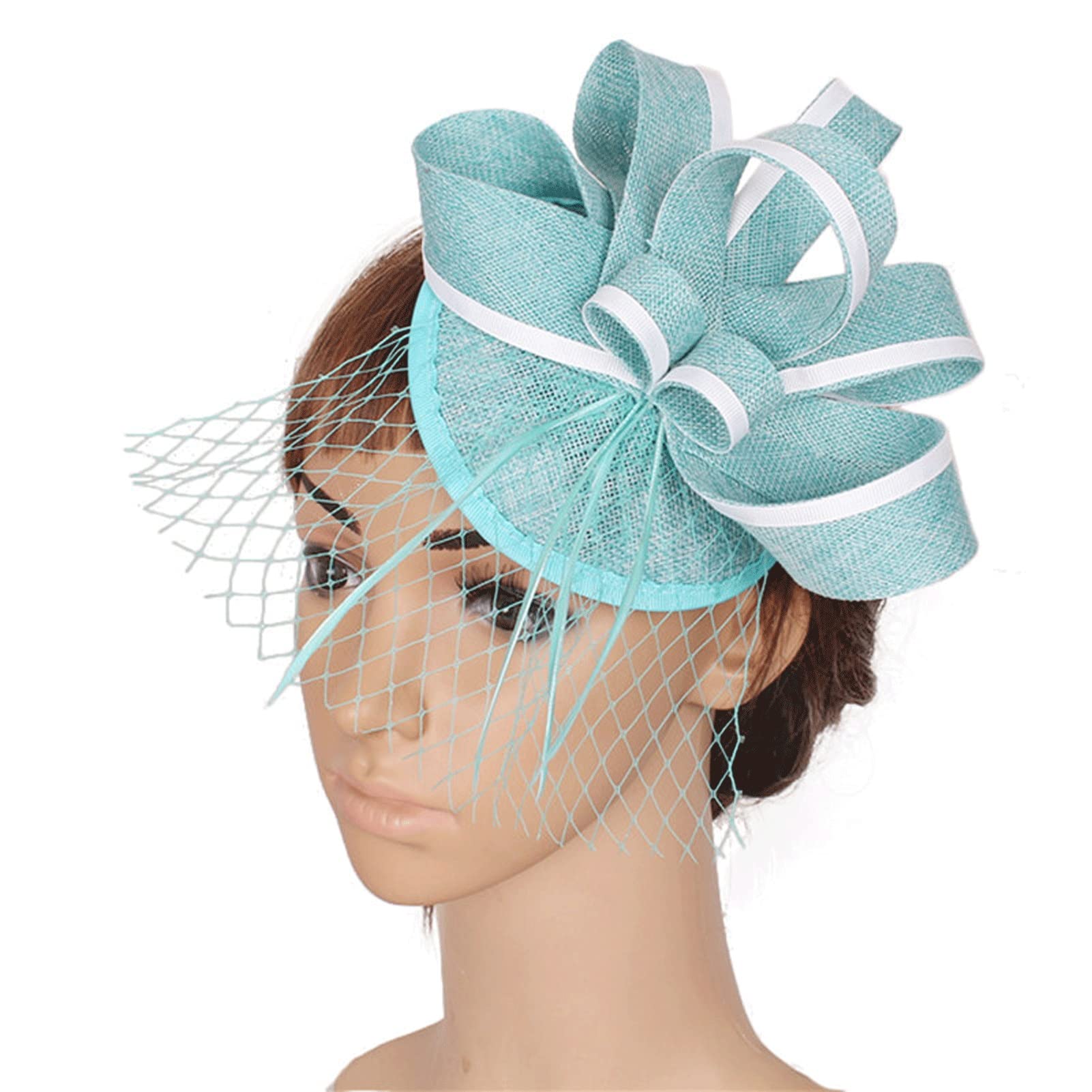 Elegant Blue Fascinator Hat Elegant Fascinator Hat Wedding Derby Church Headwear  main image 2
