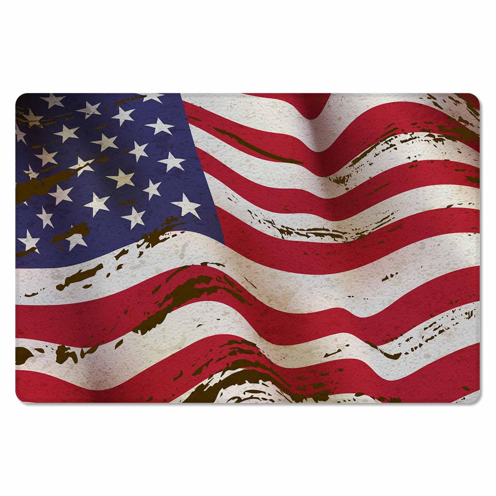 Shabby Chic Flag Antifatigue Kitchen Bath Door Mat Cushioned Runner Rug,Washable Welcome Floor Sink Mat,Waterproof & Non-Slip Standing Doormat for Kitchen,Patriotic Memorial Independence Day 20