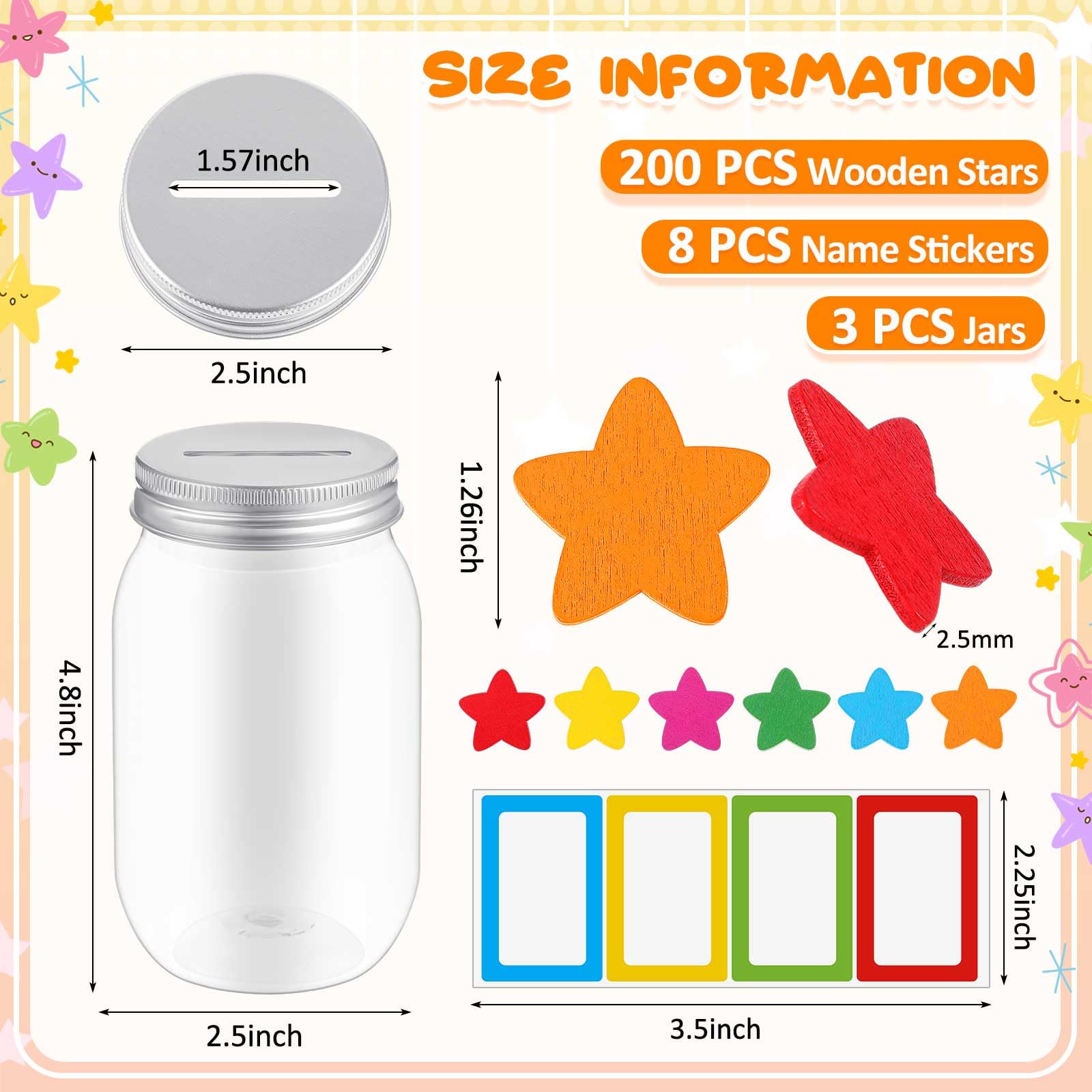 Snapklik.com : Star Reward Jar For Kid 3 Pcs Coin Jars For Behavior ...