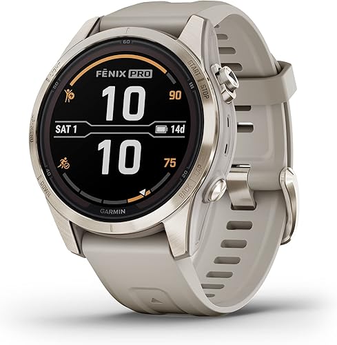 Garmin fnix 7S Pro Sapphire Solar, reloj inteligente GPS multideportivo, linterna incorporada, capacidad de carga solar, arena