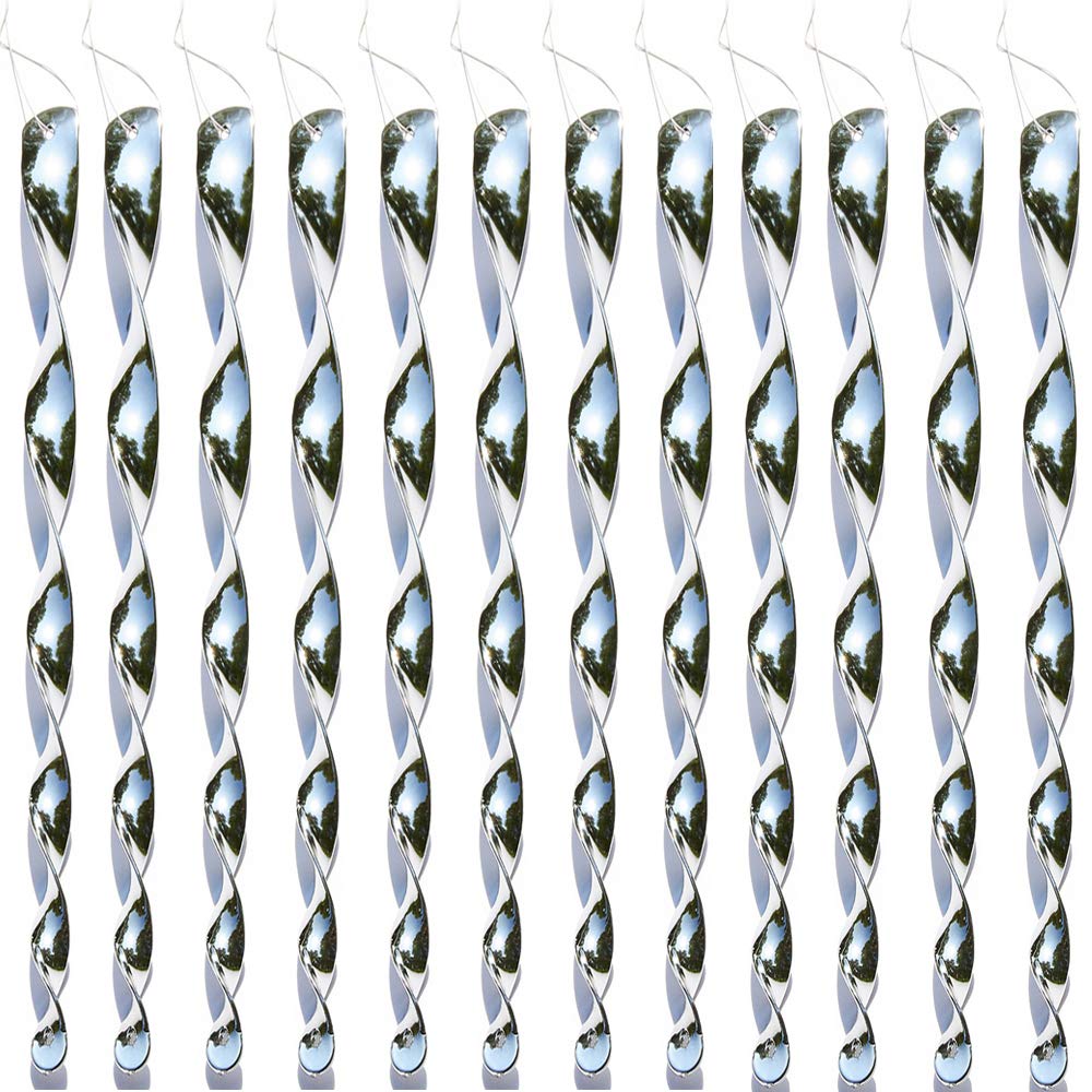 BOELLRUNO 12pcs 30 cm Espiral de Viento Antipájaros contra Aves Reflectante para Control de AvesVarillas Reflectantes Repelentes de Antipájaros para Balcón Antipájaros Protejan Flores Jardines