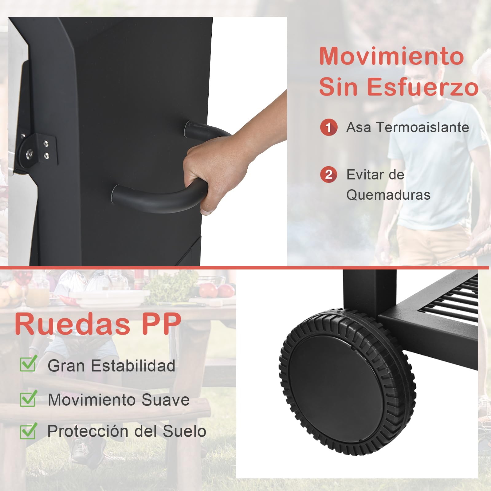 GOPLUS Horno de Pizza al Aire Libre con 31cm de Piedra y Termómetro Doble, Horno para Pizza con 2 Ruedas y Funda Impermeable, Calentador de Pizza con Mango Ergonómico para Picnic, Hasta 350ºC