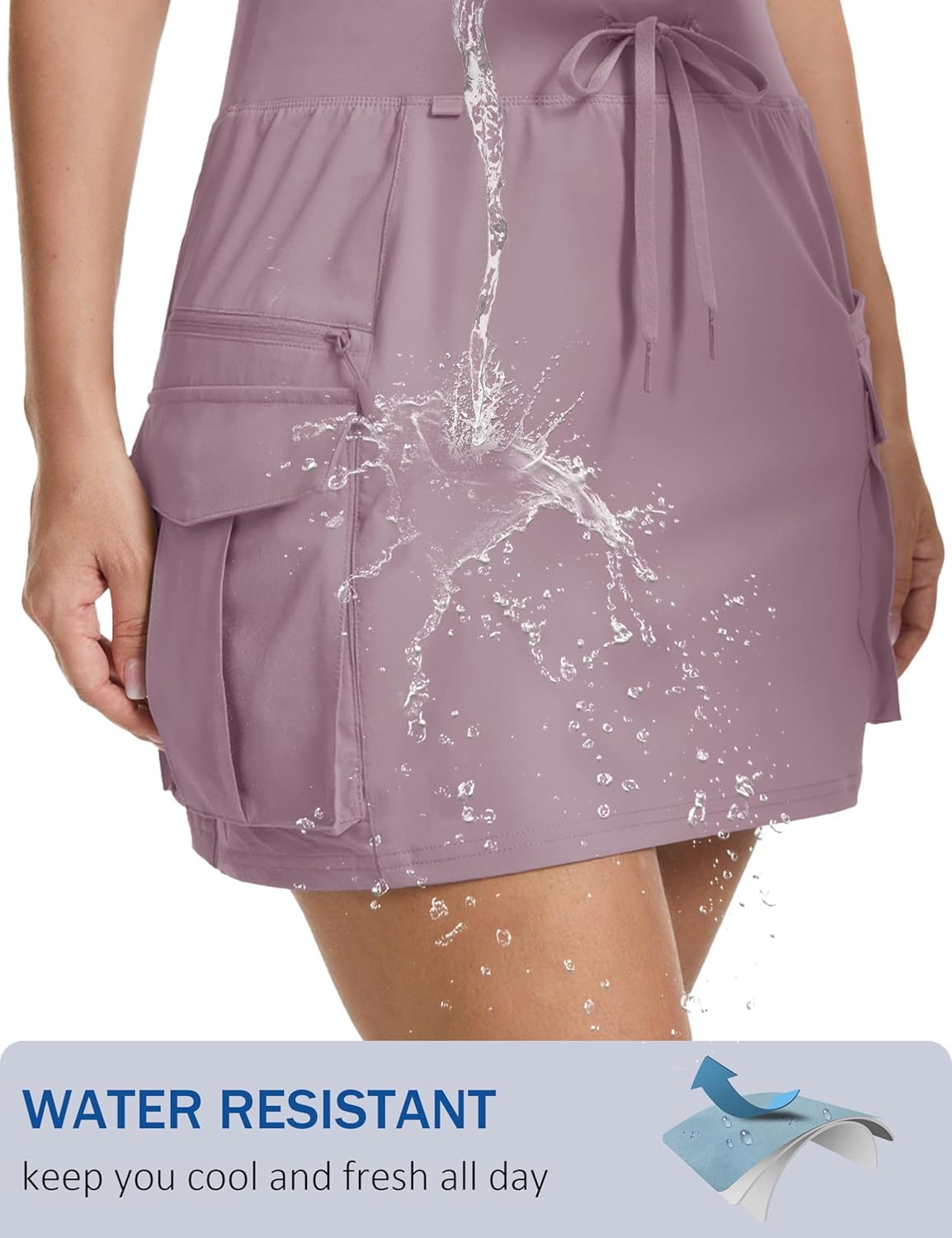 MAGCOMSEN Women's Hiking Cargo Skort High Waisted Tennis Golf Skirt 4 Pockets Summer Casual Athletic Skirt with Liner - Image 5