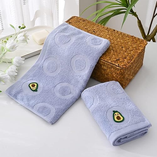 Miniatura 5 de YiLUOMO Juego de 2 toallas de mano 100% algodón, suaves, absorbentes, con bonito bordado de aguacate, toalla de mano decorativa para baño, 13 x 29