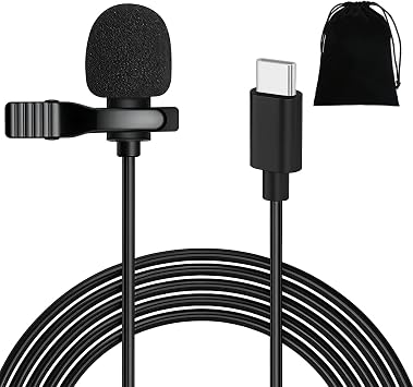 USB-C Lavalier Microphone Stereo Clip-on Lapel for iPhone 16/15 Samsung S21 | Omnidirectional Condenser Mic With 1.5m Cable. For Tablets PC Mac Laptop, for Gaming, Streaming, Video Conferences