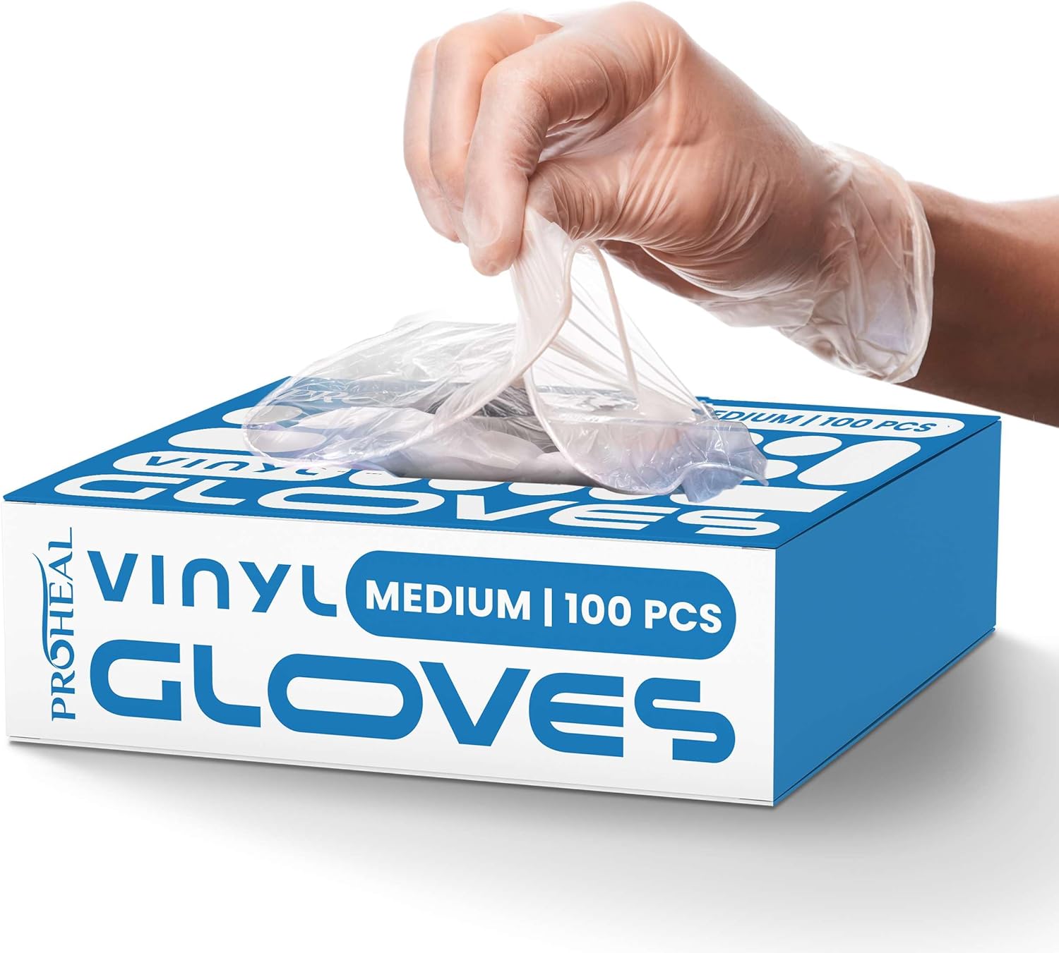 ProHeal Clear Vinyl Disposable Gloves - Food Safe Cooking and Household Cleaning Gloves -Powder and Latex Free Kitchen Glove 100 Medium