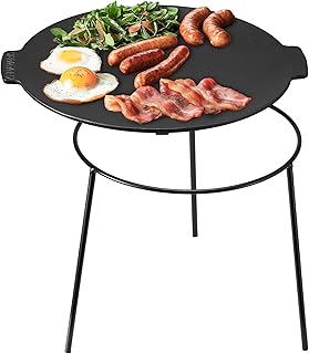 Navaris Cast Iron Griddle with Removable Legs - 34cm, Pre-Seasoned, Suitable for Gas Grill and Campfire - 2 in 1 Griddle Pan and BBQ Grill, Perfect for Outdoor Cooking and Camping